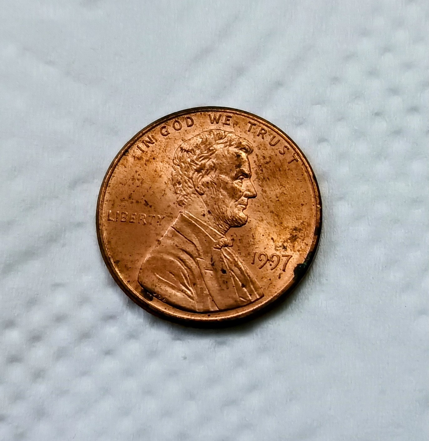 WOW! 1997 Lincoln Cent Double Ear Error. Close AM. Ungraded. Circulated.