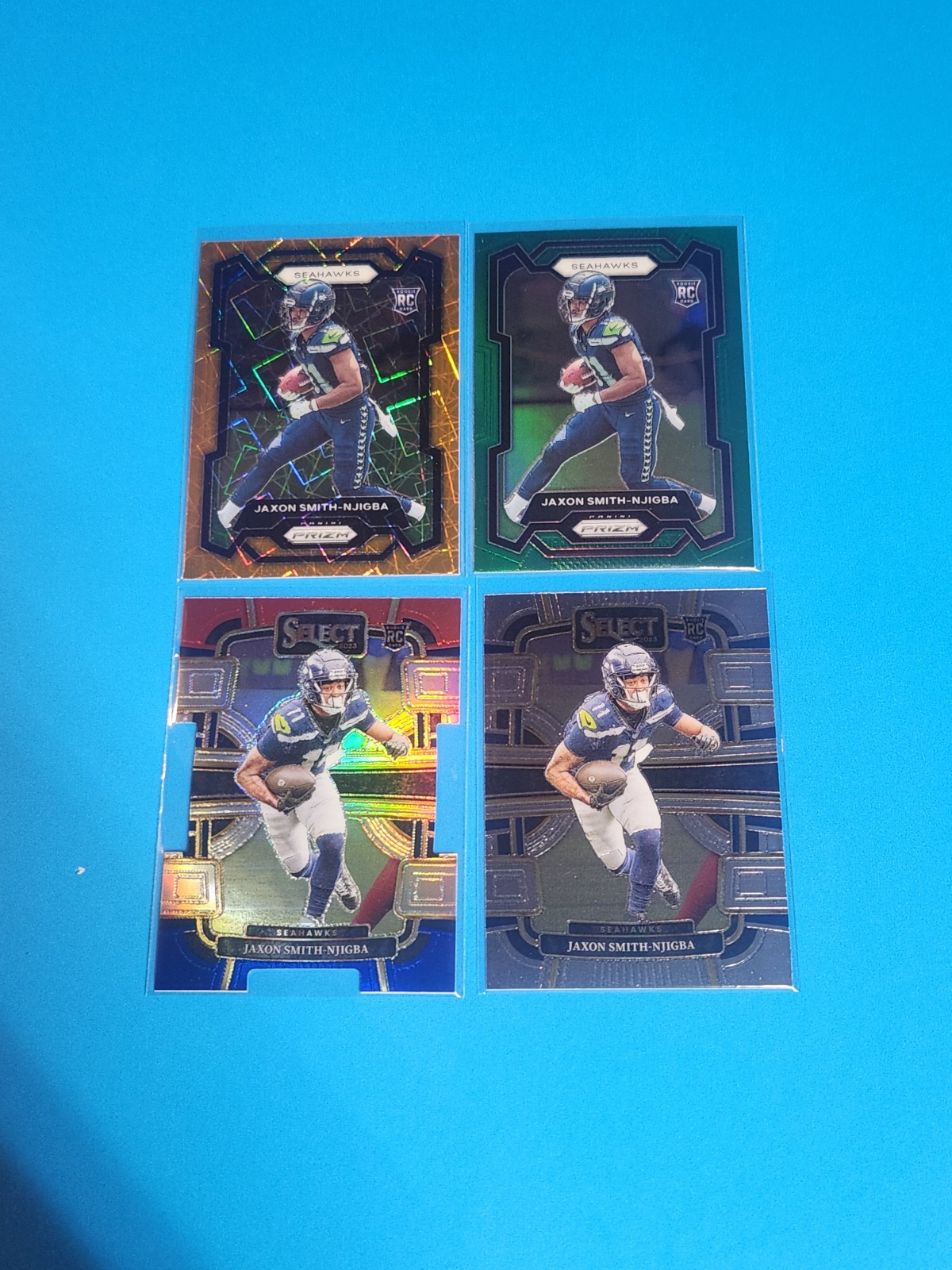 JAXON SMITH NJIGBA PRIZM SELECT ROOKIE CARD LOT OF 4. ORANGE LAZER GREEN DIECUT