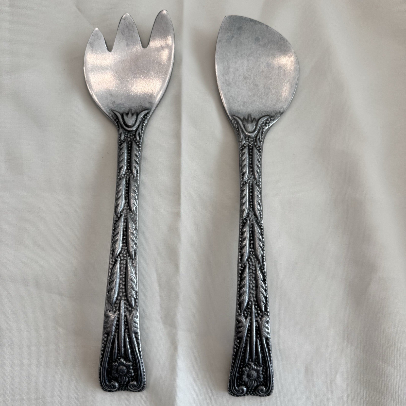 Vintage Wilton Armetale William & Mary Salad Serving Utensils – Spoon & Fork Set
