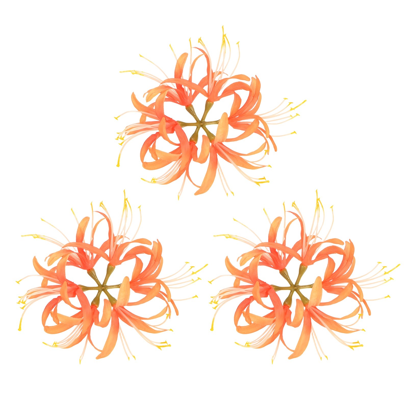 Artificial Flower Heads (7 Inch, Orange) 3 PCS - Spider Lily Silk Flowers