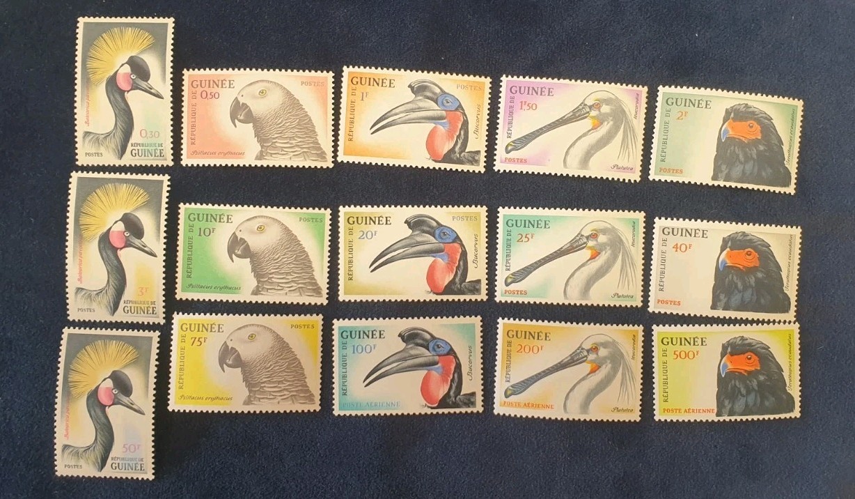 1962 Stamp Set - Guinea - Birds - SG 349-363 - Unmounted Mint - Complete Set