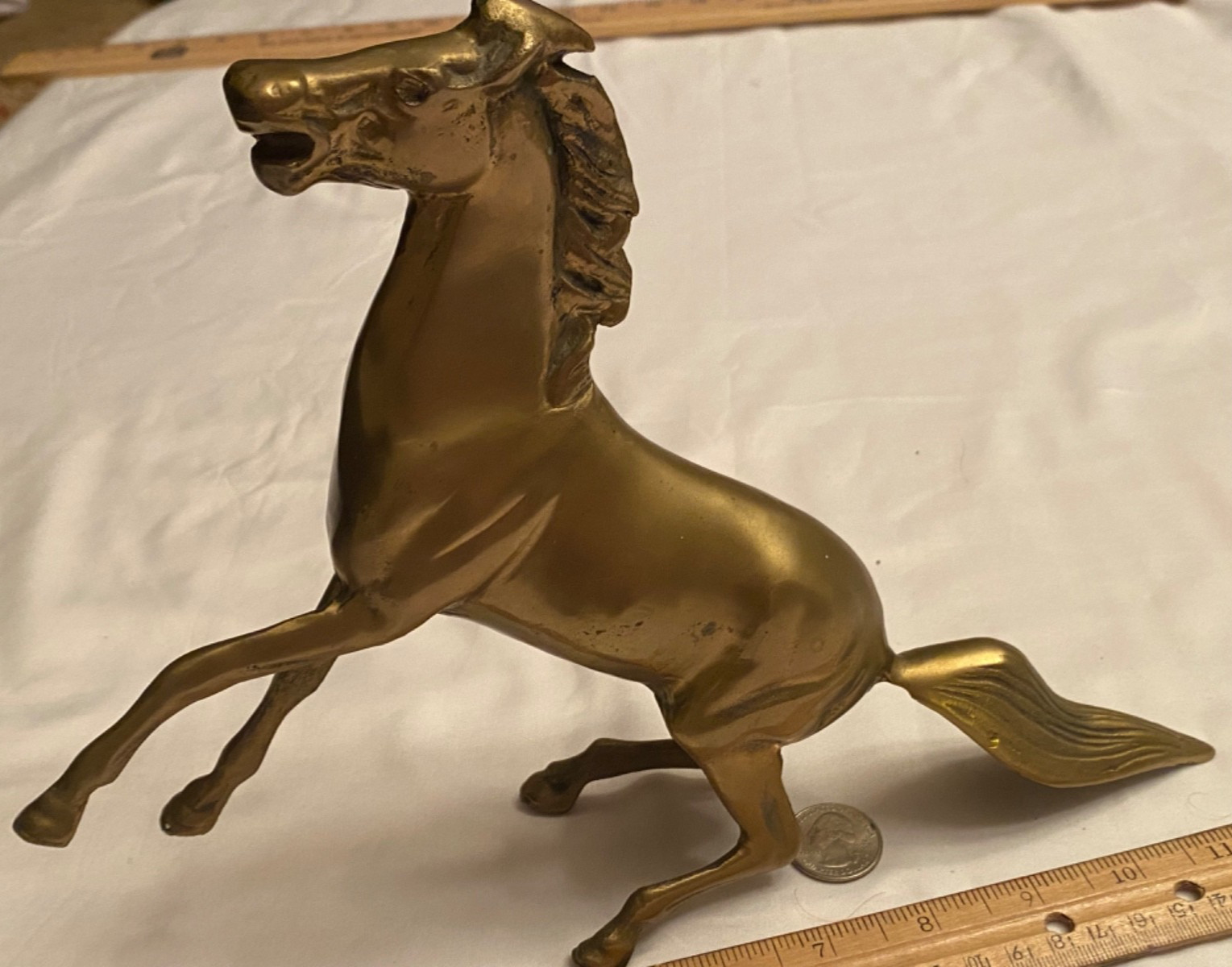 Vintage Large Brass Bucking Equine Rearing Horse Statue Figure 008-035