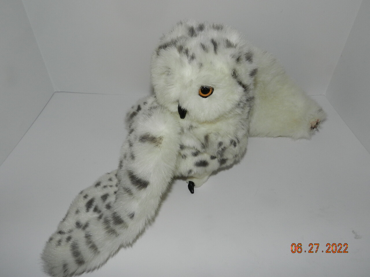 Folkmanis Snowy Spotted Owl Hand Puppet-22” Wingspan Head Turns 360 Degrees 