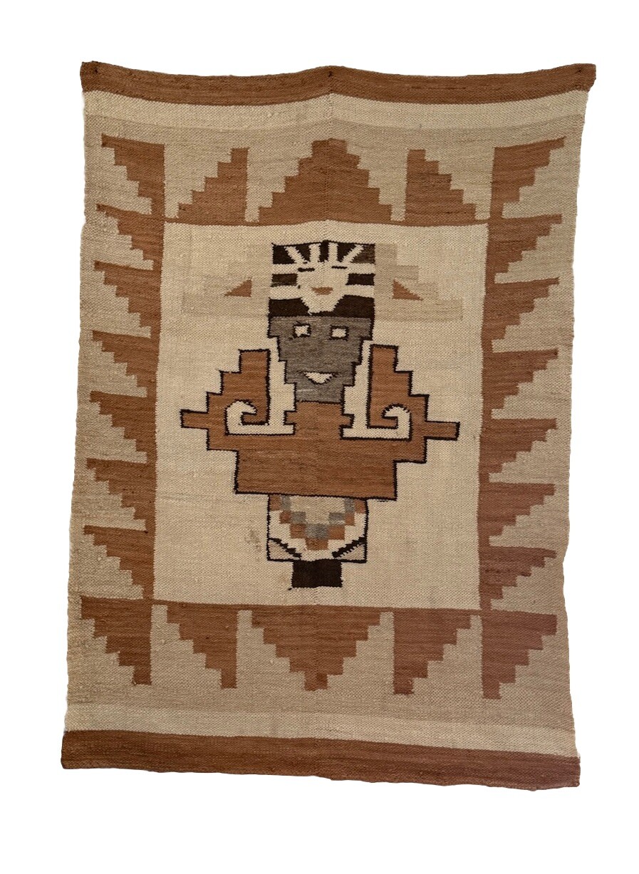 Vintage MCM Large Peruvian Wool Rug Wall Hanging Tapestry  50x72