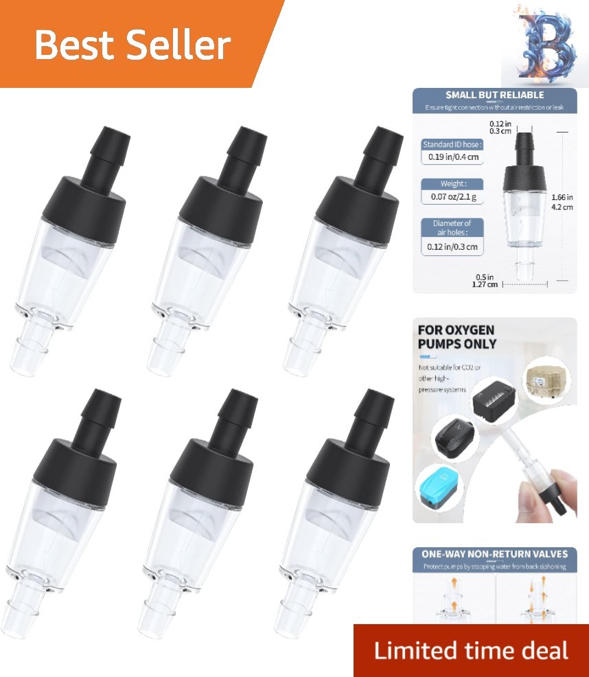 Non-Return Check Valves for Fish Tanks - Durable 6-Pack Oxygen Pump Accessories
