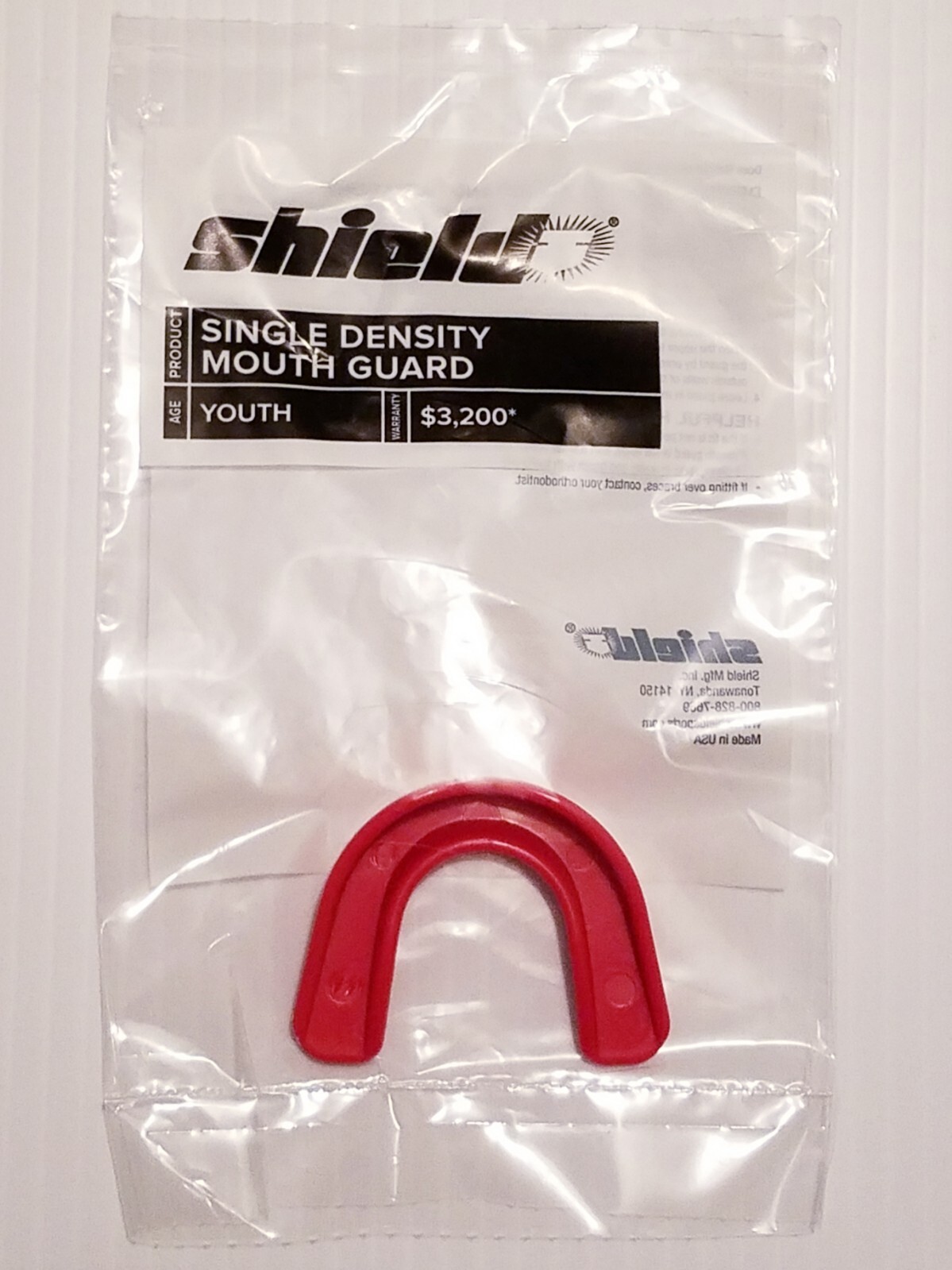 Lot Of 5 Shield Single Density Strapless Youth Mouth Guards Red