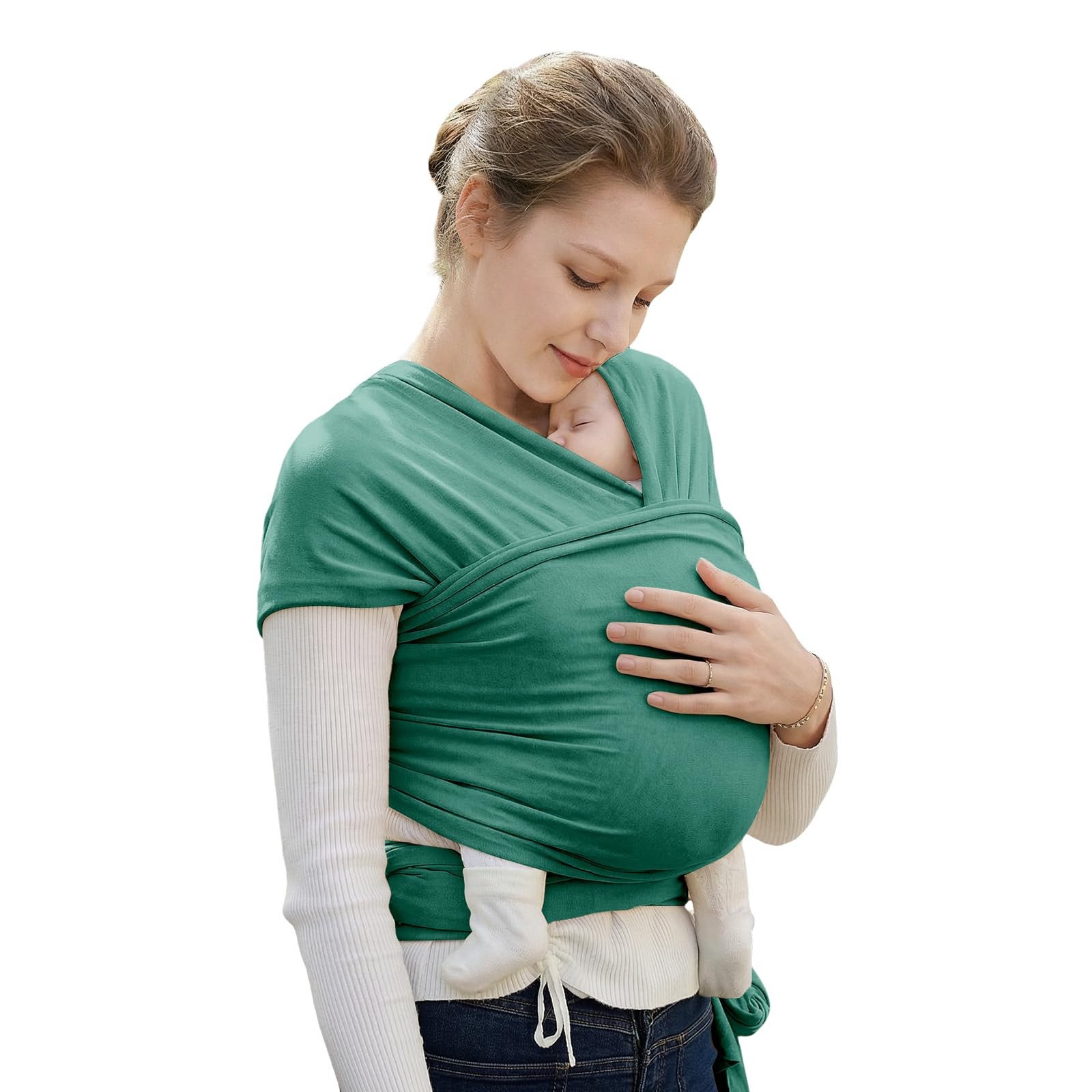Green Cotton Wrap Hands Free Cozy Sling Baby Carrier Newborn To Toddler