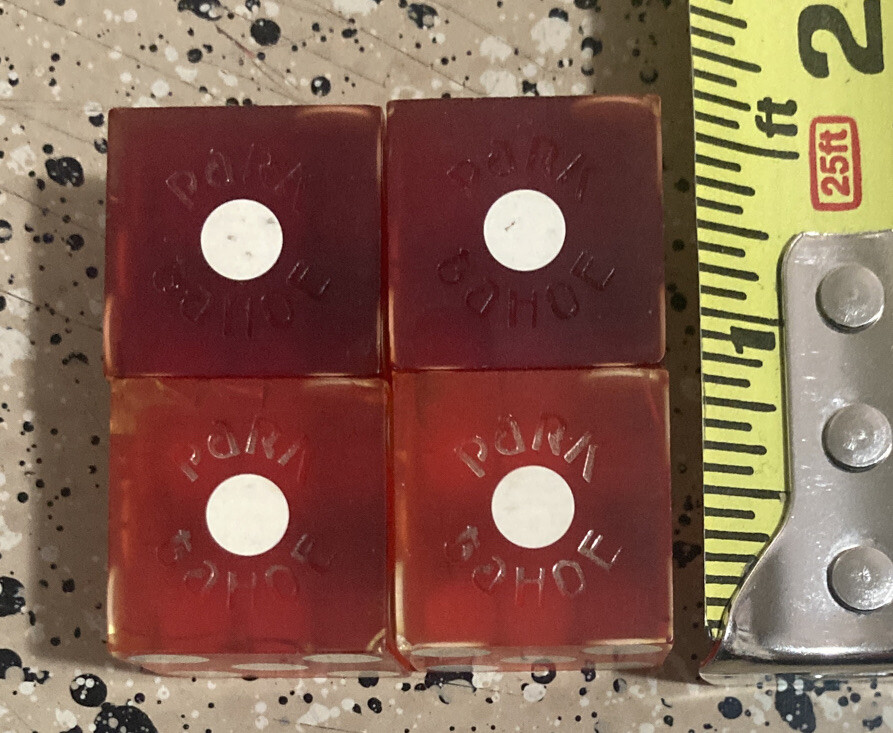 RARE VINTAGE PARK TAHOE CASINO DICE RED LOT OF 4  (Lake Tahoe, Nv.) 