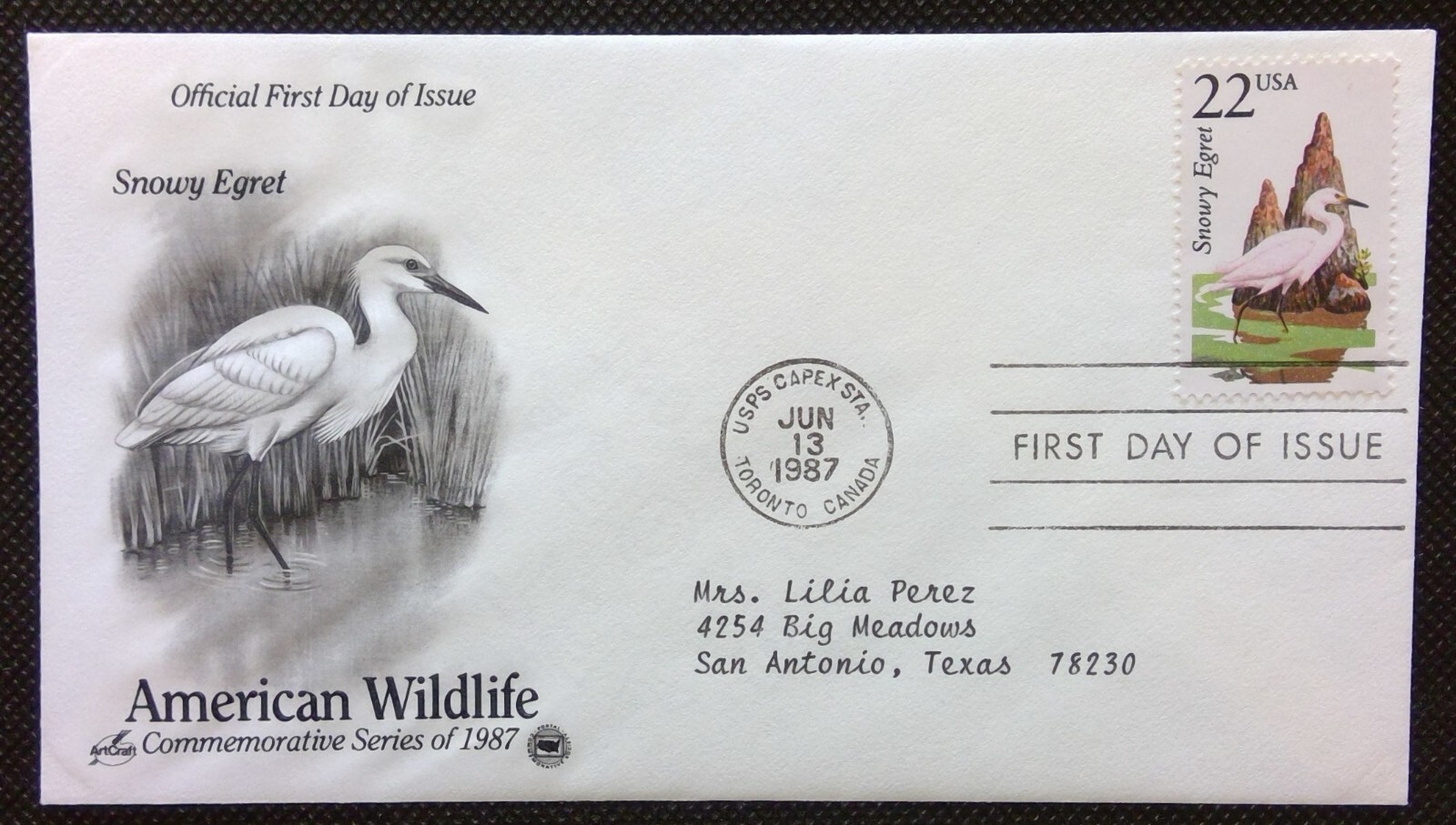 Scott 2321 FDC Snowy Egret North American Wildlife CAPEX Art Craft PCS ADDRESSED