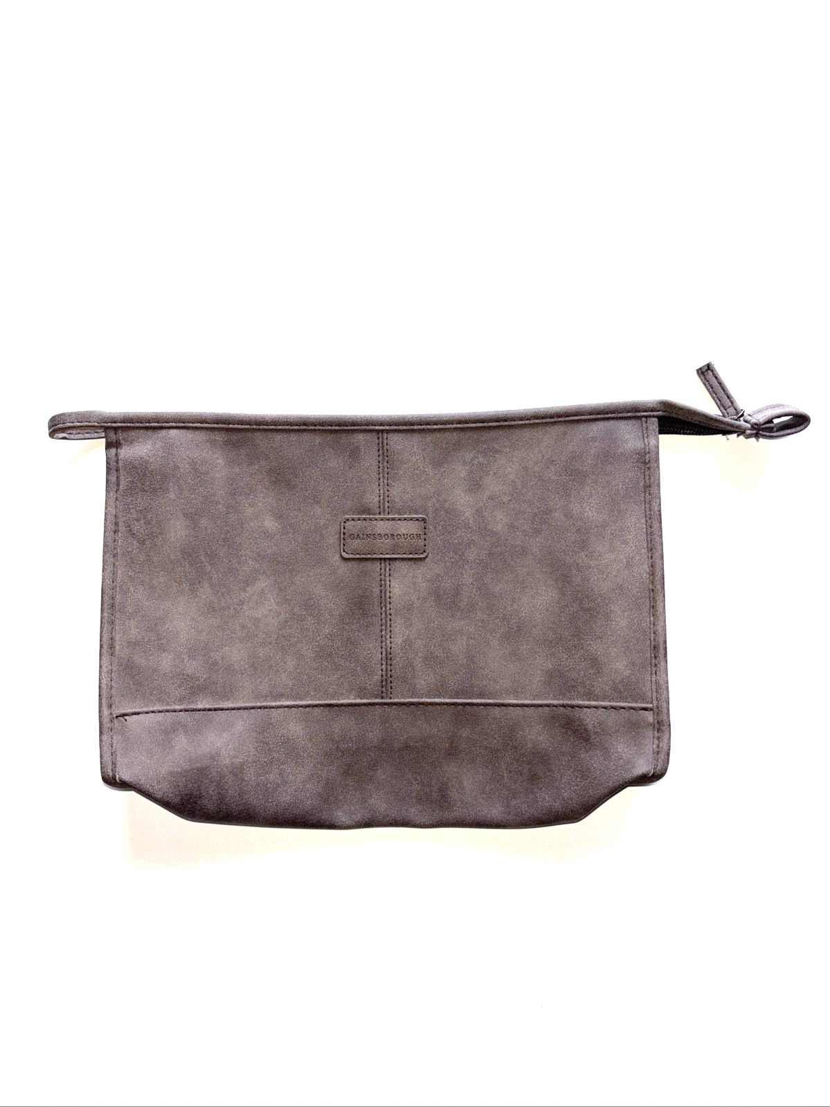 Gainsborough Large Toiletry Clutch Cosmetic Bag Taupe/Brown Zipper 12” Wide