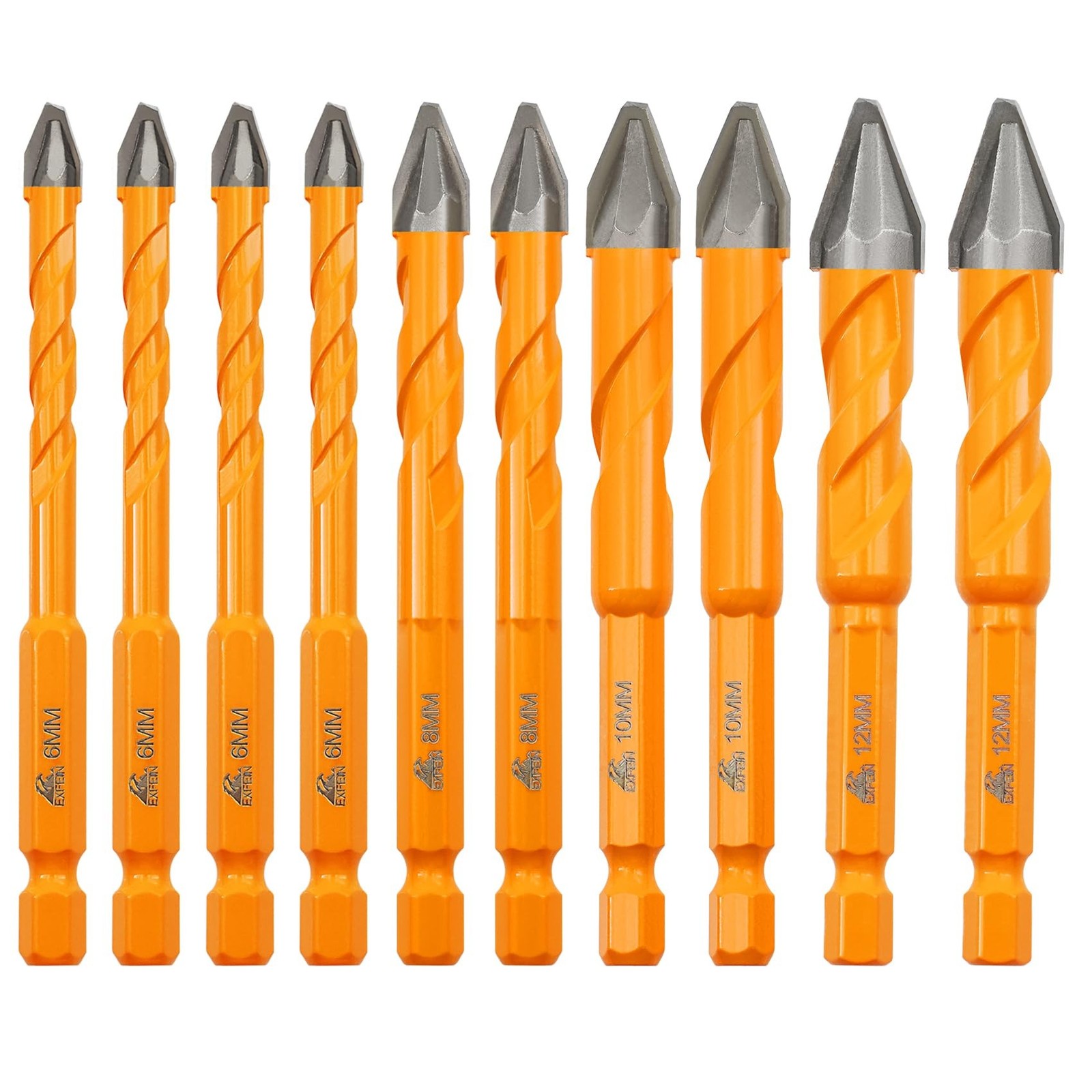 Carbide Drill Bits 6mm*4,8mm*2,10mm*2,12mm*2 for Drilling Ceramic Porcelain T...