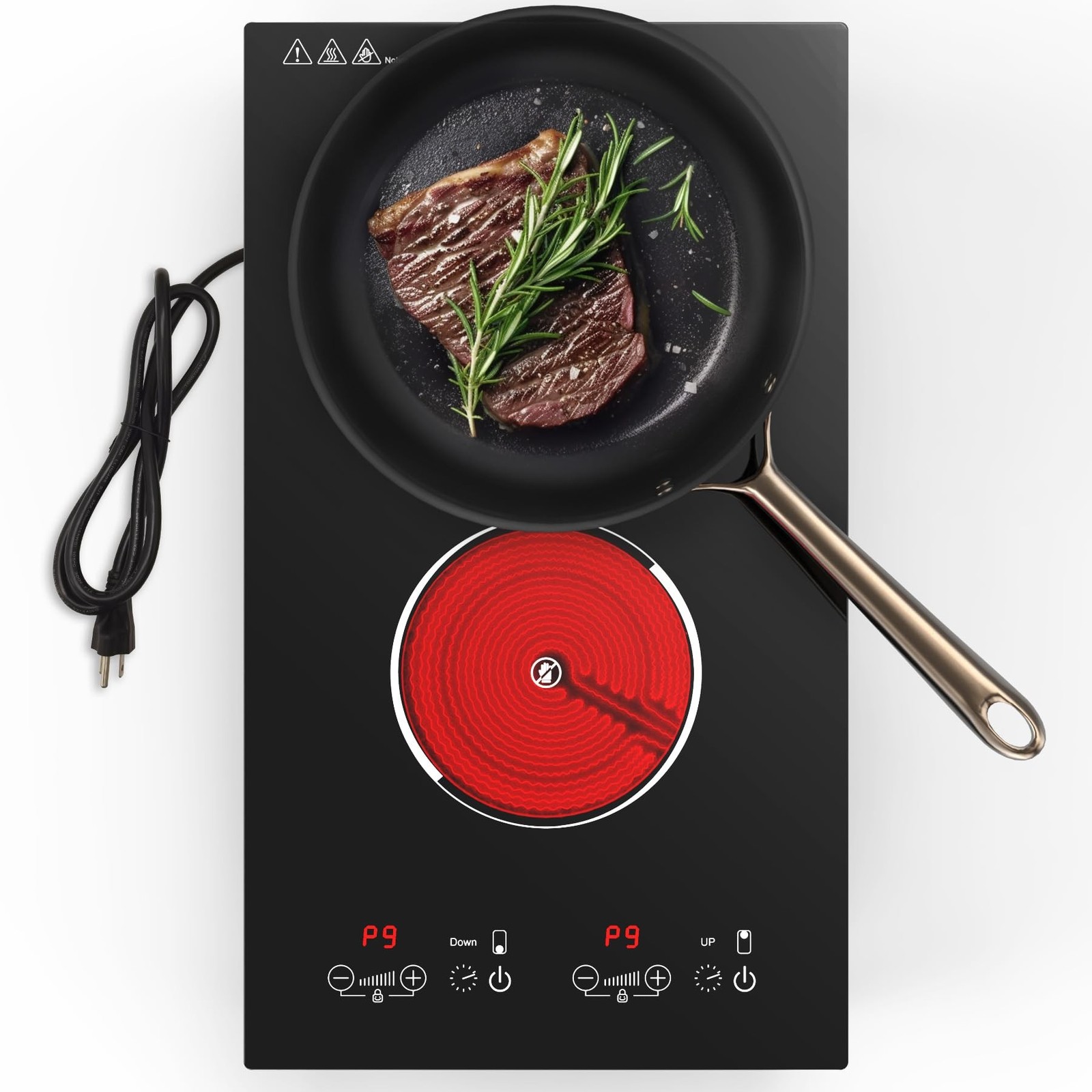 Electric Cooktop, Built-in and Countertop 2 burner Electric Burner for Cookin...