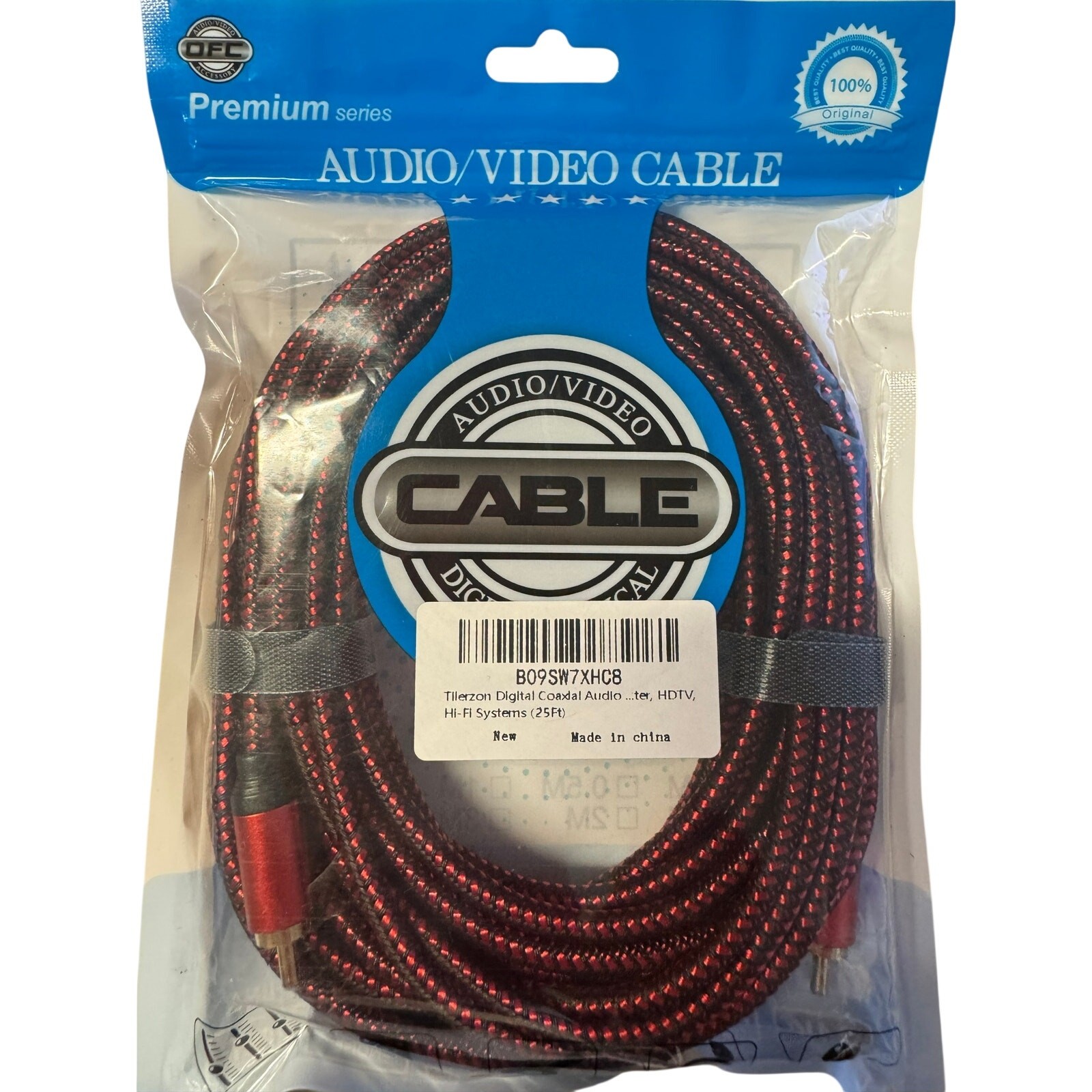 Premium Series OFC Audio/ Video Digital Optical Cable HDTV Hi-Fi Systems 25 ft 