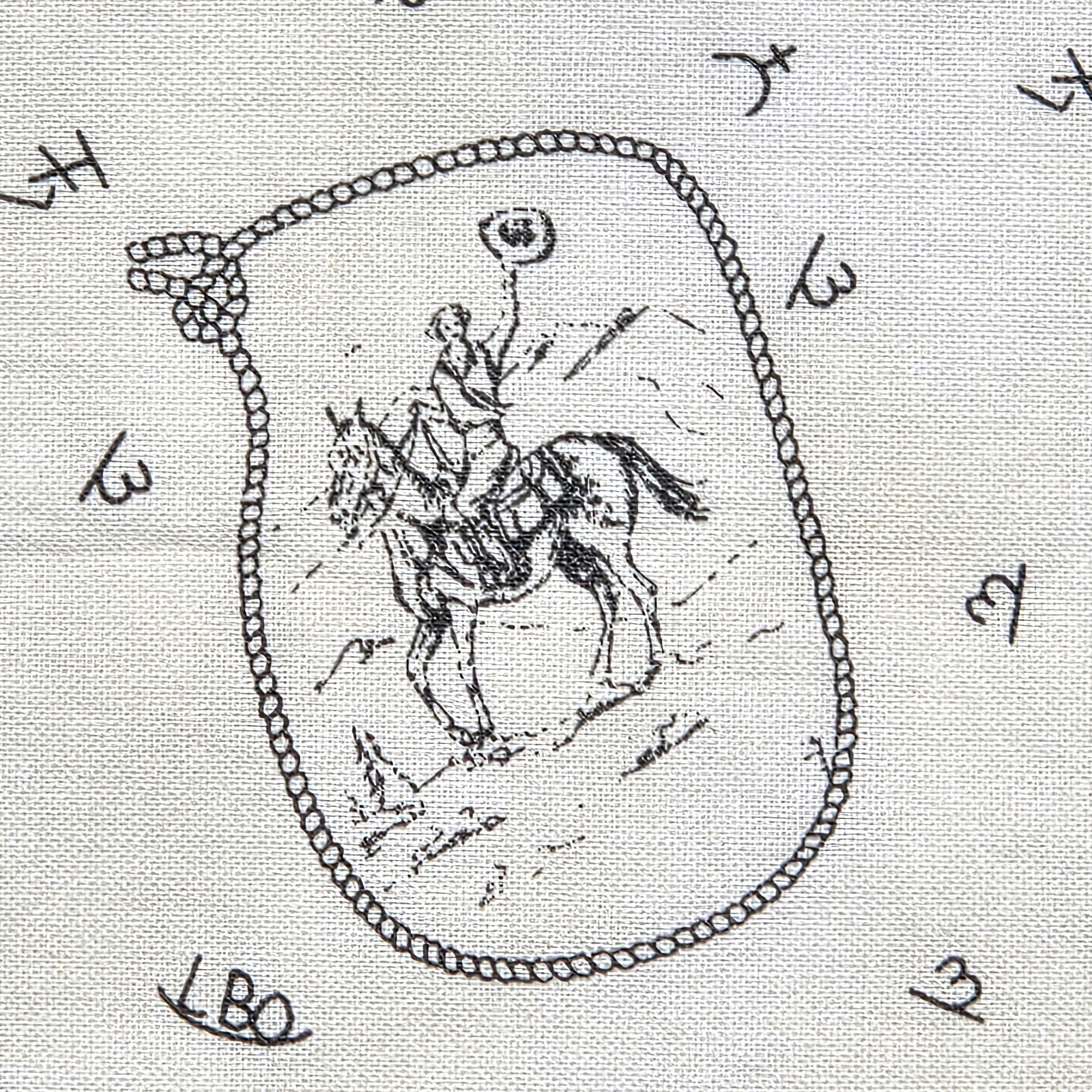 Cowgirl Rose Lynn Brown Moda Fabric 1.5Y Tossed Drawings Letters Black On Beige