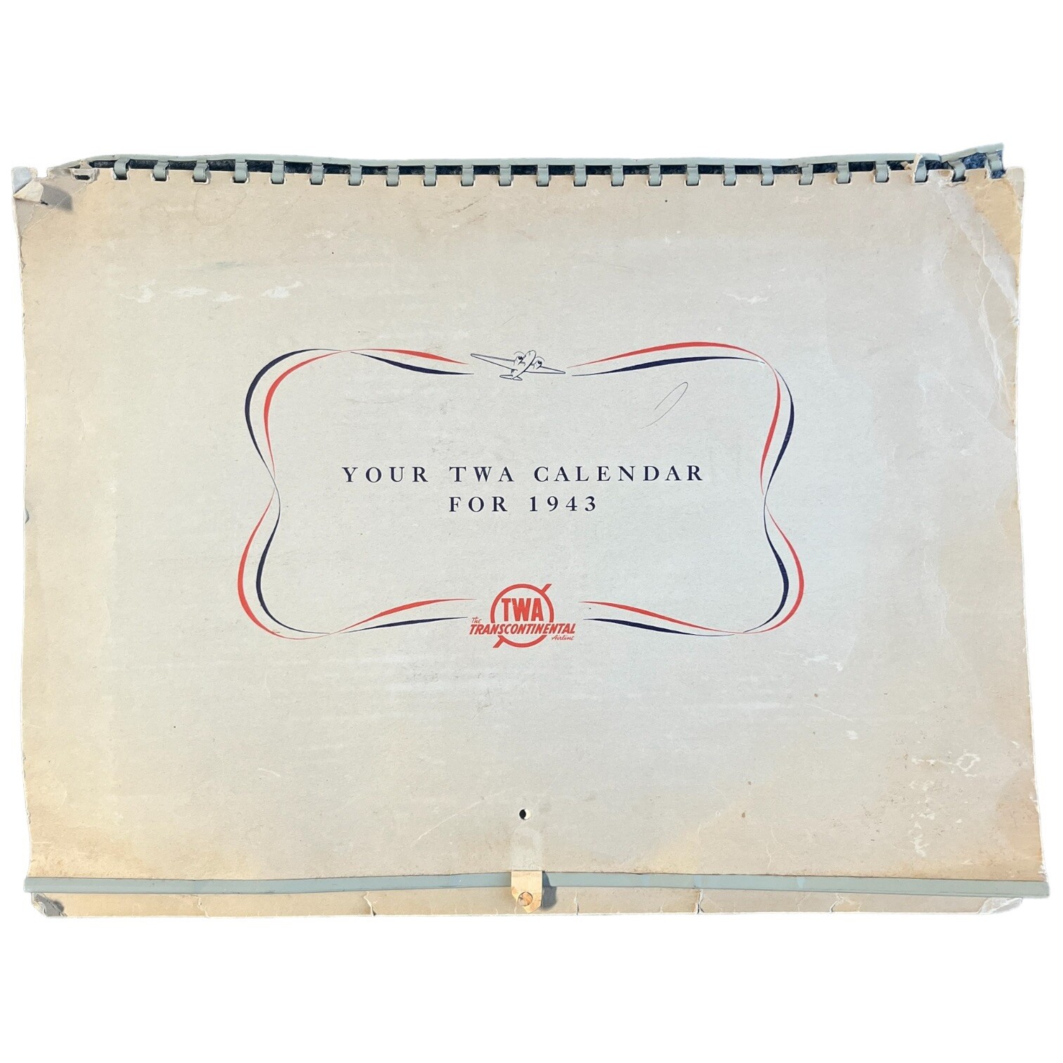 1943 TWA Trans World Airline Calendar WWII Era Complete Aviation Paper 16 x 12"