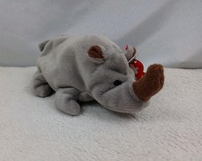 VTG Original Ty Beanie Baby Spike The Rhino 1996 Stuffed Animal Rhinoceros Plush