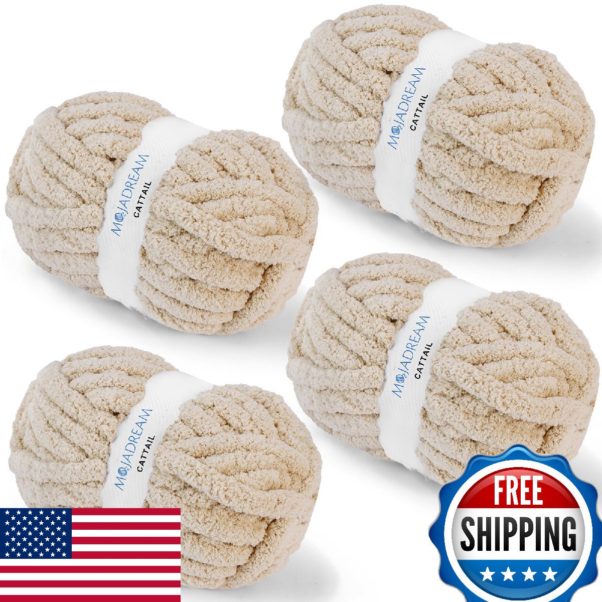 Chunky Chenille Yarn for Crocheting & Hand Knitting Blanket, 28yds/skein