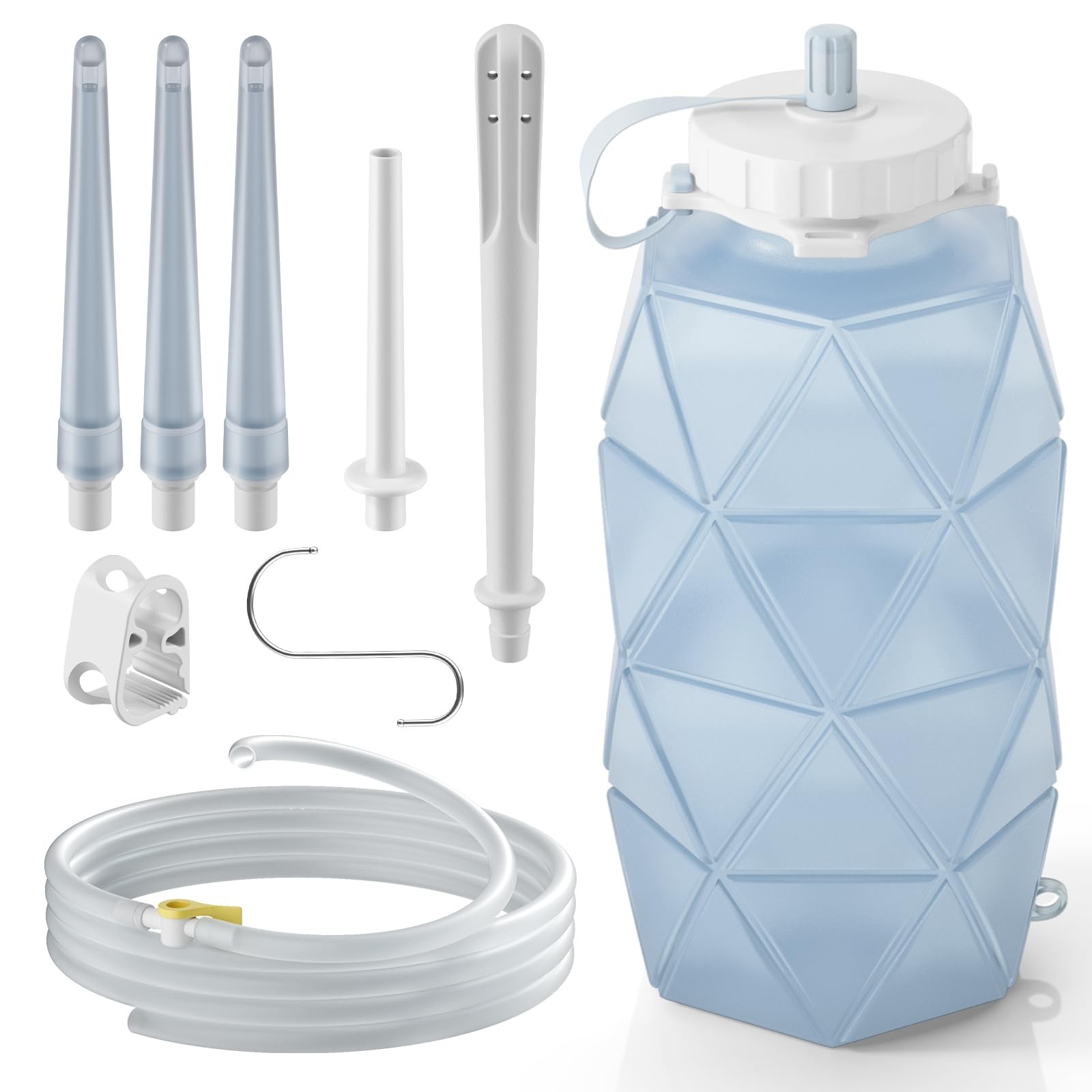 Smokitcen Collapsible Silicone Enema Bag Bottle Kit with 5R-SFWX-5BGM, White 