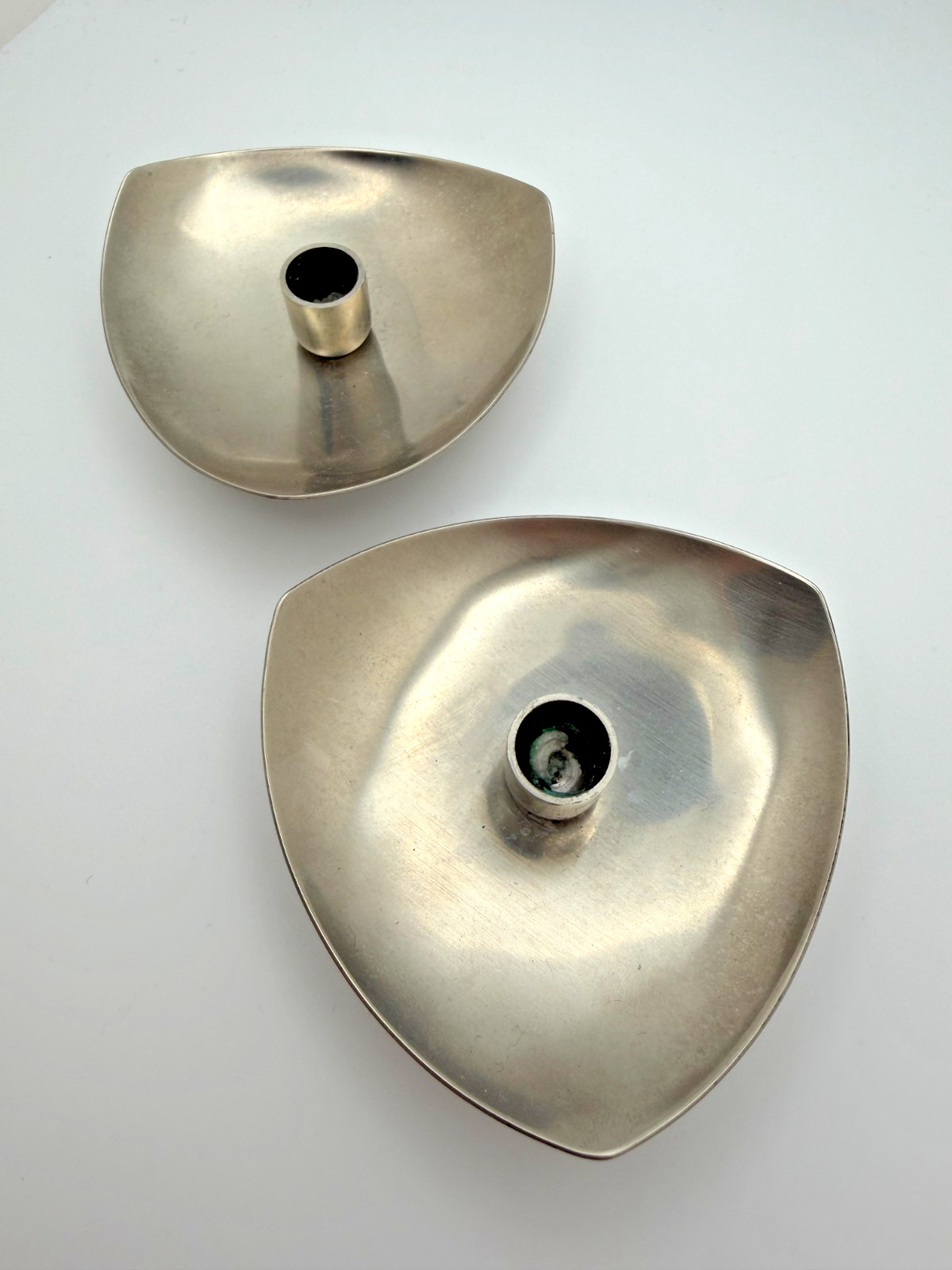Set of 2 Stainless Steel 18/8 Candle Holder DENMARK Mid-Century Modern MCM