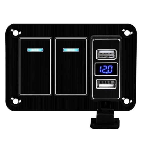 Boat Rocker Switch Panel Waterproof with 4.8 A Dual 3 Gang Blue-Black metal GC