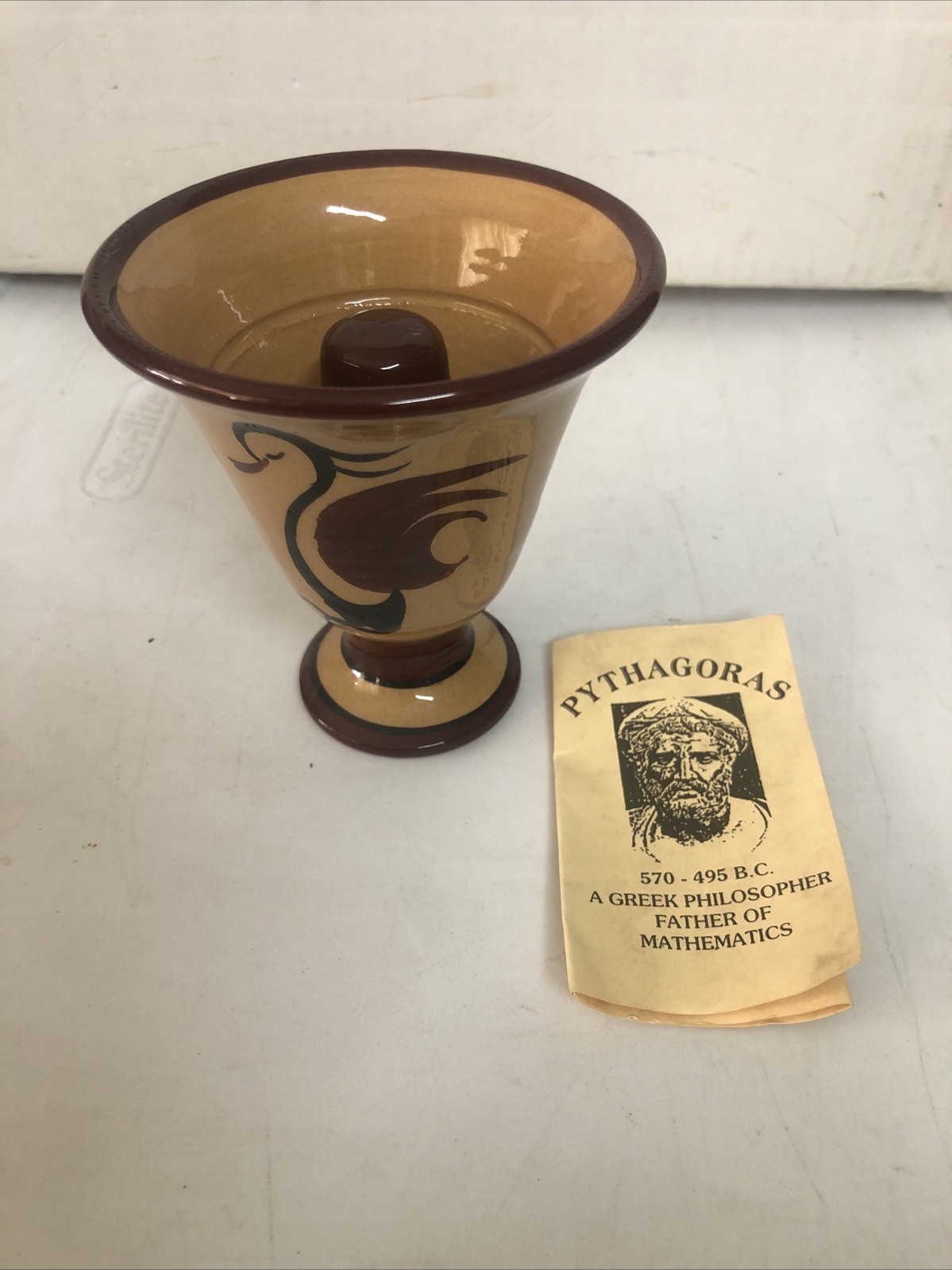 Artisan Handmade Greek Askott Pottery Pythagorean Greedy Cup