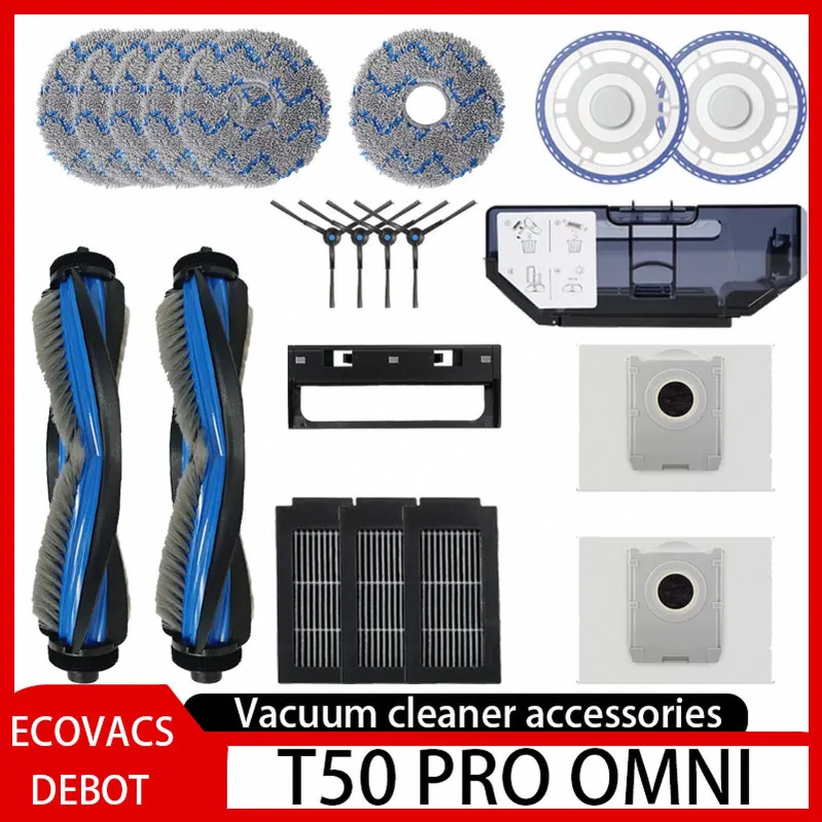 For ECOVACS DEBOT T50 PRO OMNI Replacement Parts Accessories Main Side Brush