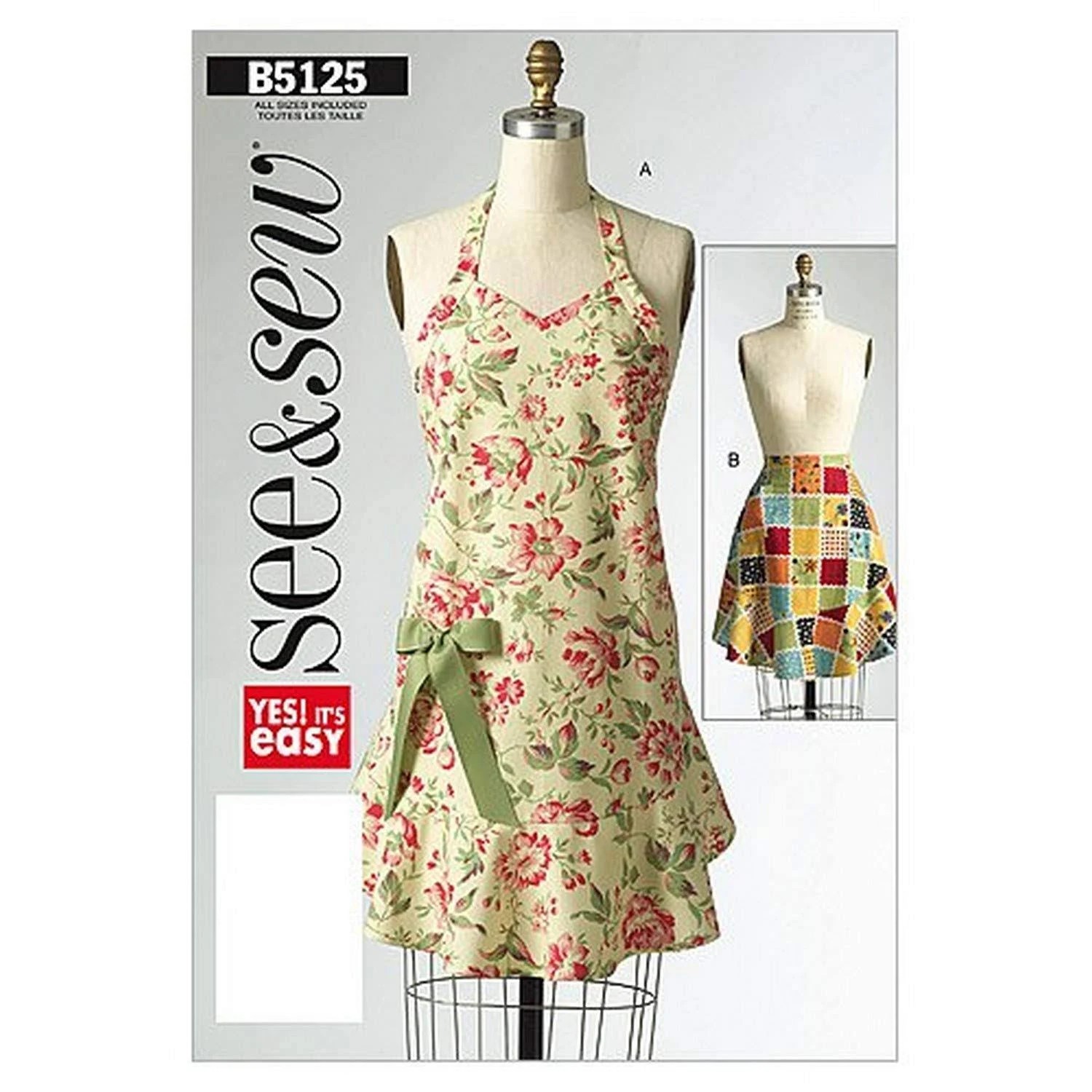 See & Sew Sewing Pattern B5125 Misses Aprons 2 Variations Sizes SM-LG UNCUT