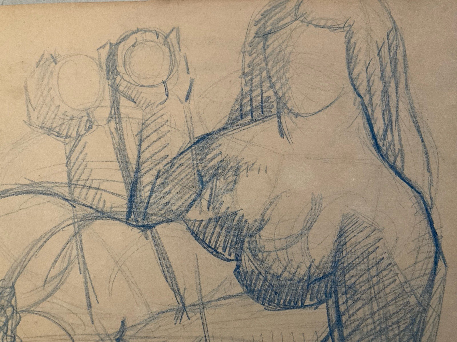 Beautiful Cubist School French Woman Academic Workshop Artwork 1950