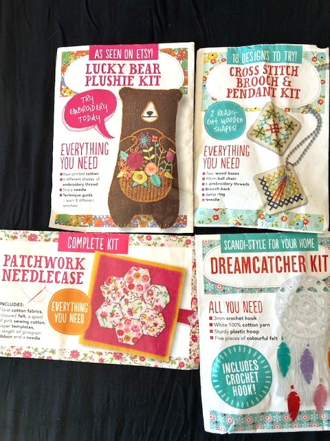 LOT of 4 hand-stitching & embroidery/sewing kits New