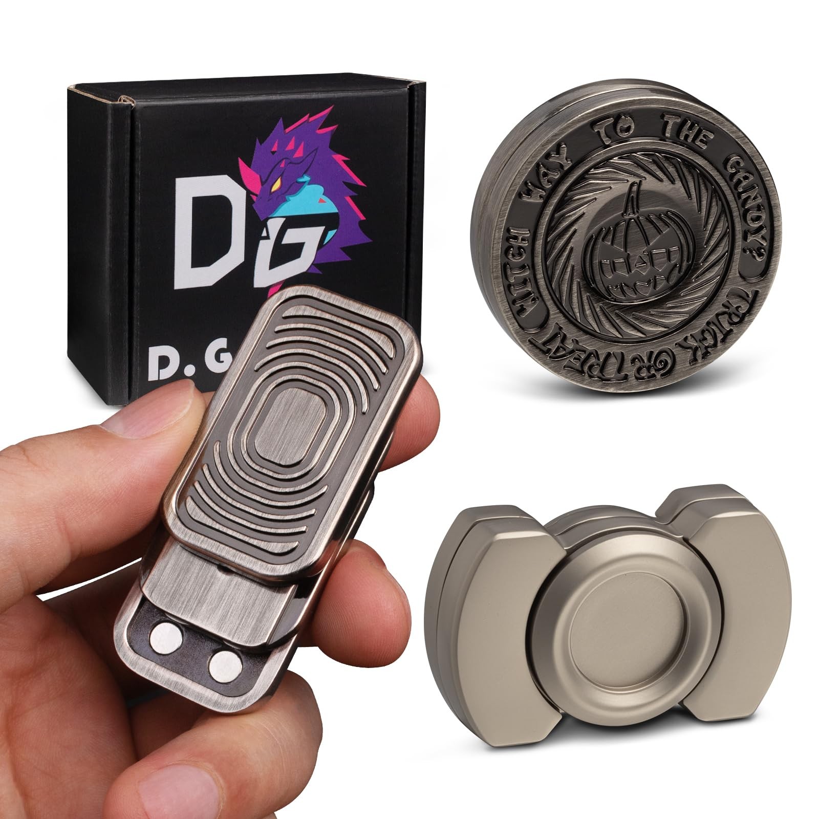 Fidget Toys Adults Set, Metal Fidget Slider, Spinner and Haptic Coin, Decompress