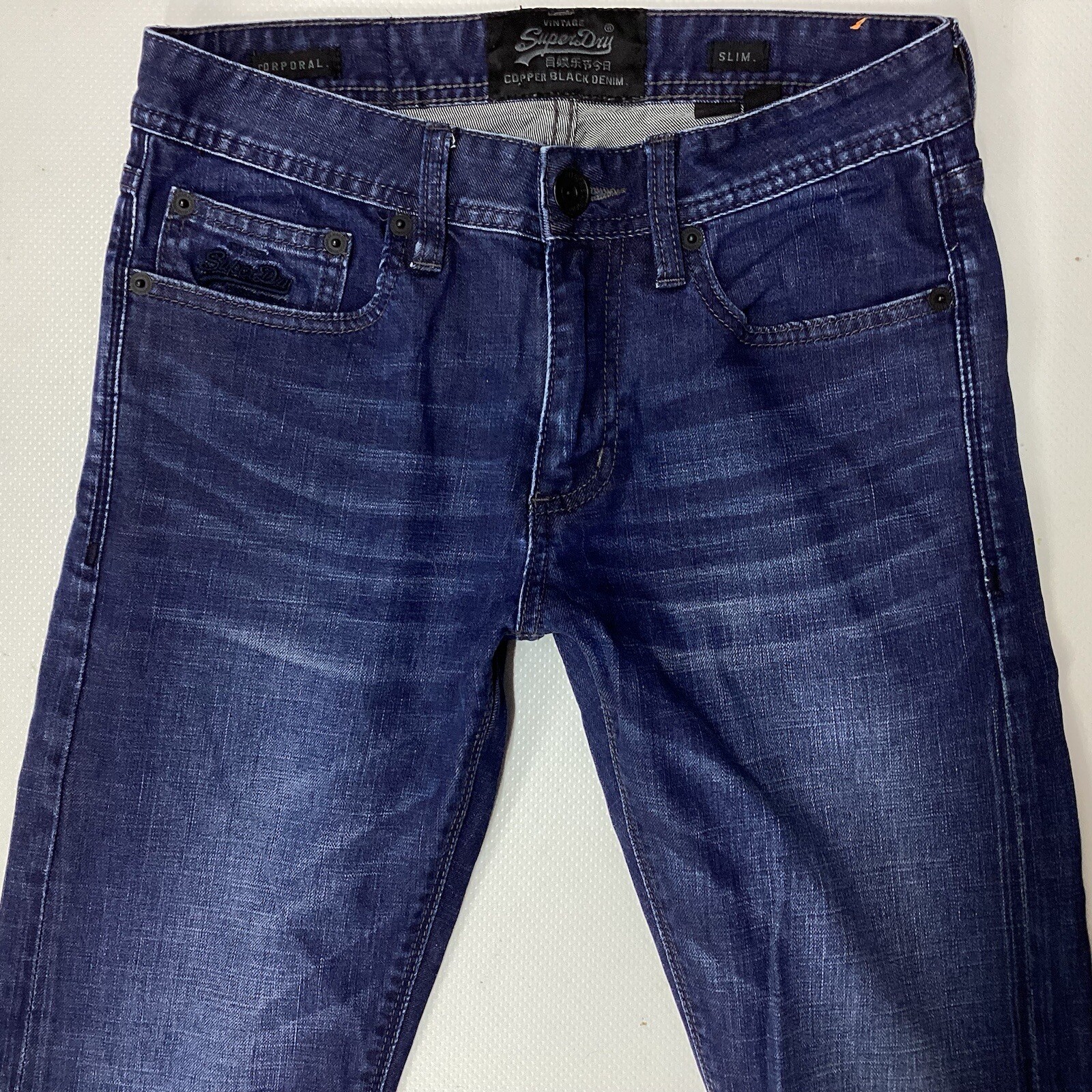 Men's SuperDry CORPORAL SLIM Dark Blue Jeans Size 28 R W28 L32 (431E)