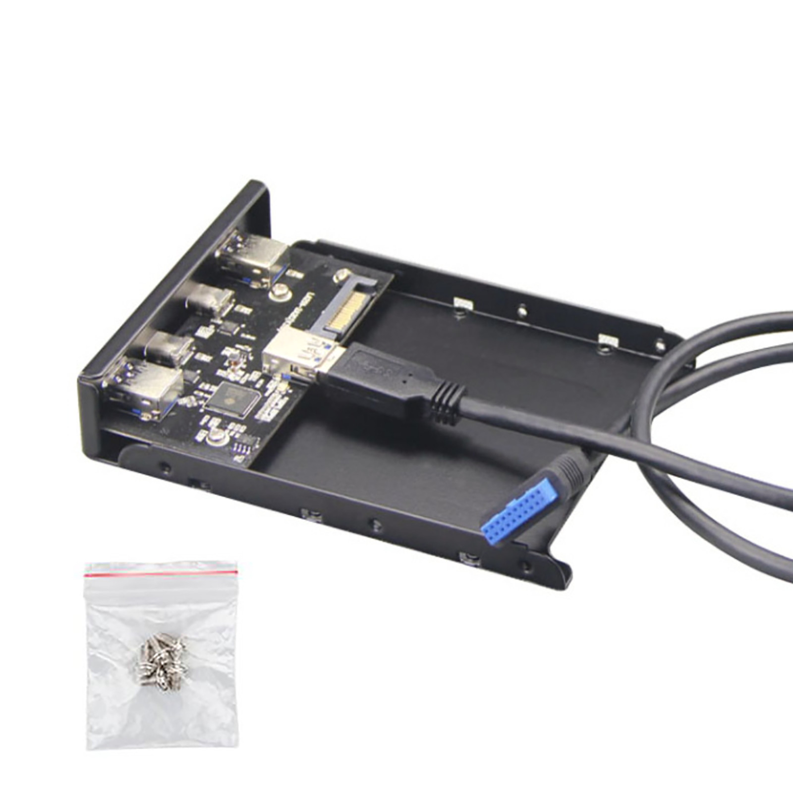 New 3.5 Inch Front Panel Floppy Bay 4 Ports USB-C USB 3.0 HUB Expansion Adapter