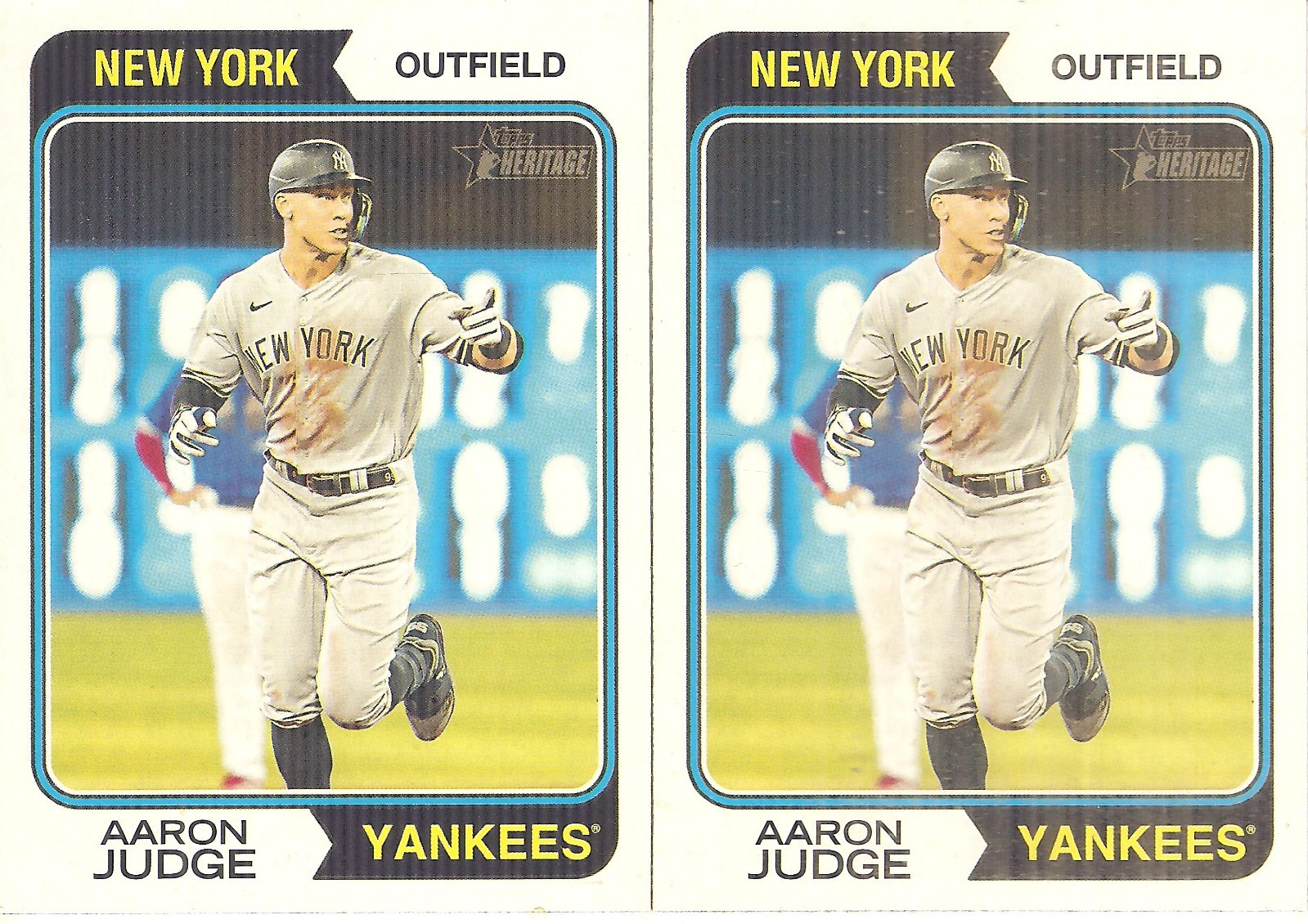 2 CARD 2023 TOPPS HERITAGE AARON JUDGE BASEBALL CARD LOT