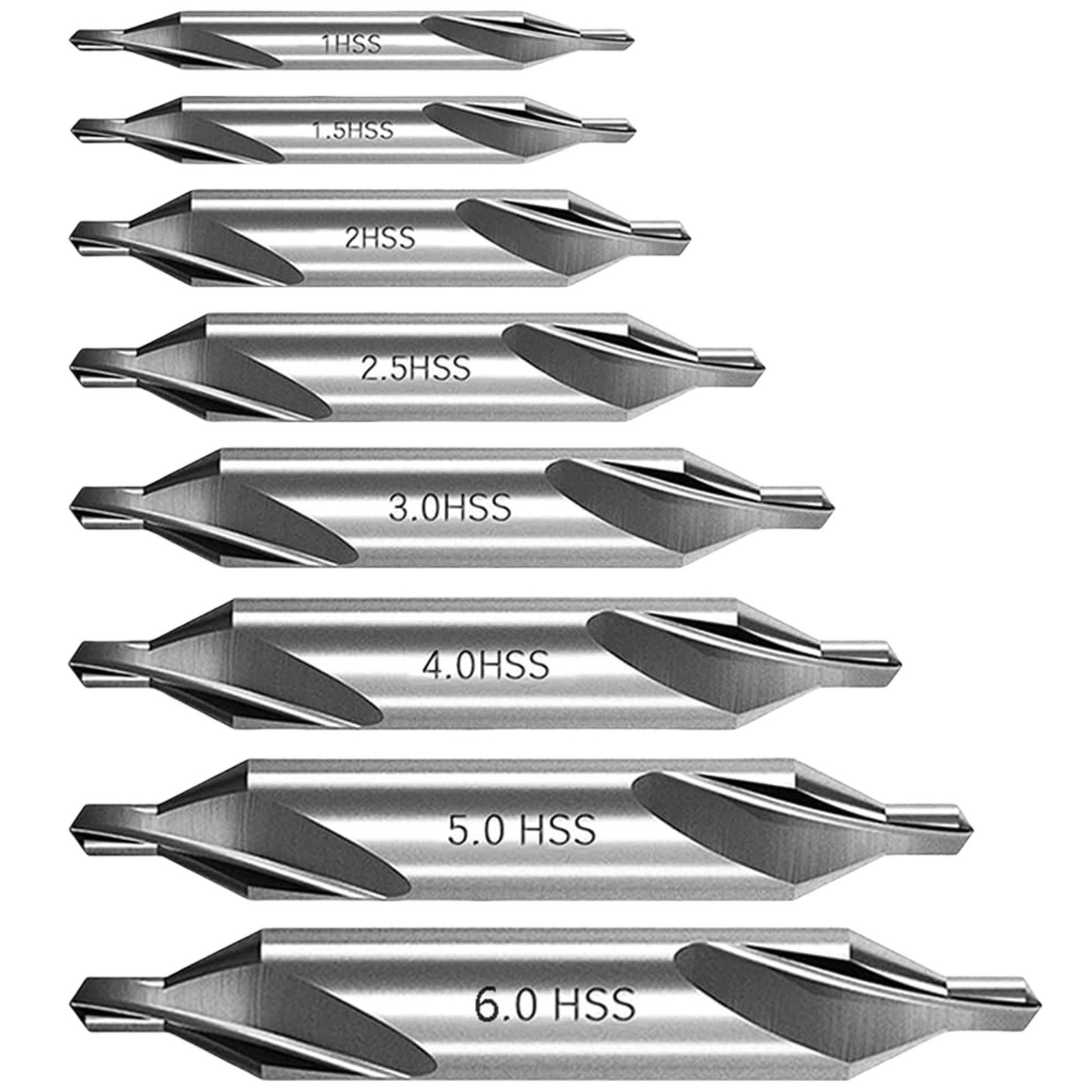 8 Pcs Center Drill Bits Set High Speed Steel Angle Center Drills Bits Durable...