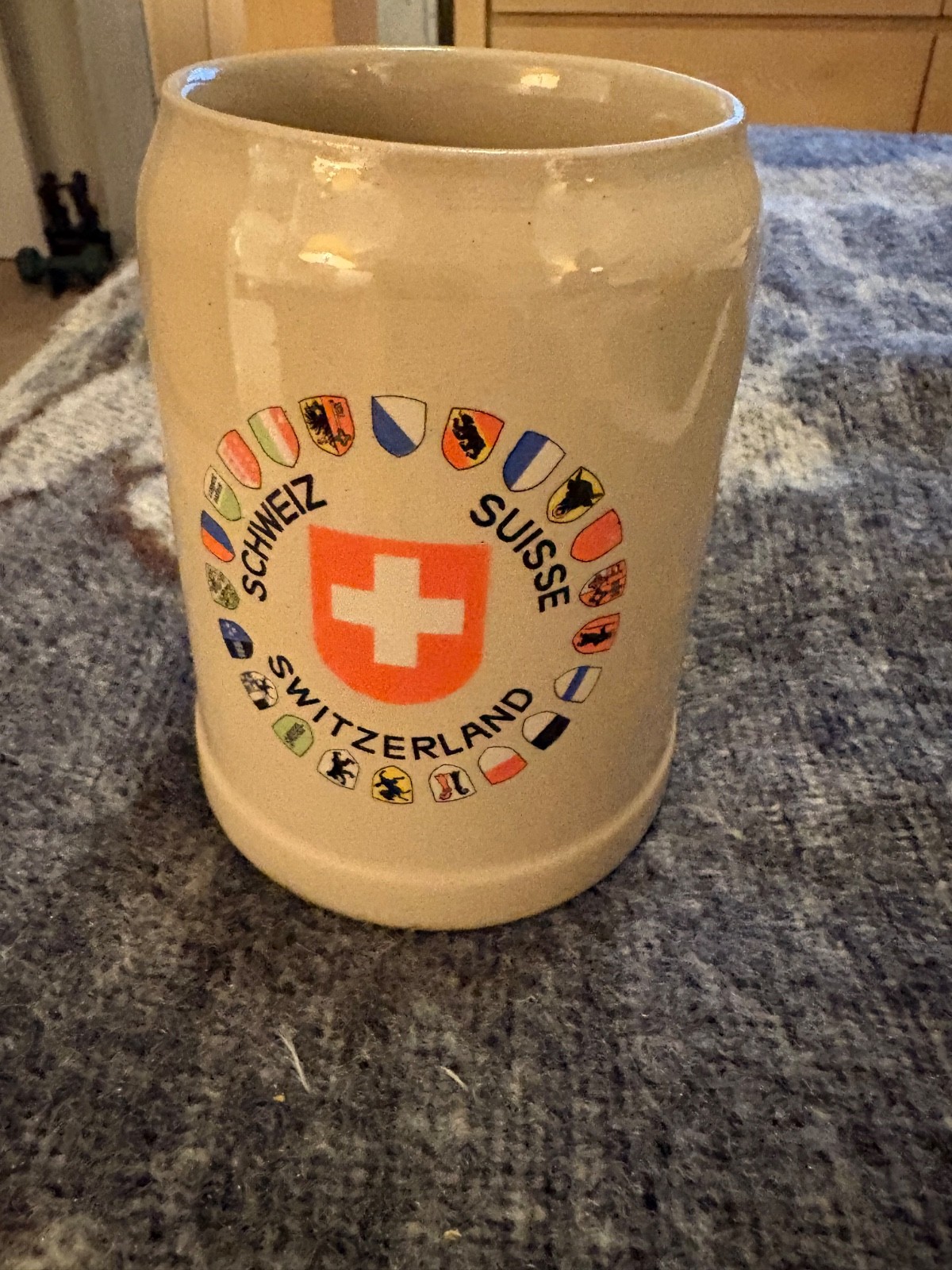 Vtg 1960s Switzerland Schweiz Stoneware 5 Inch Beer Mug Stamped W Germany