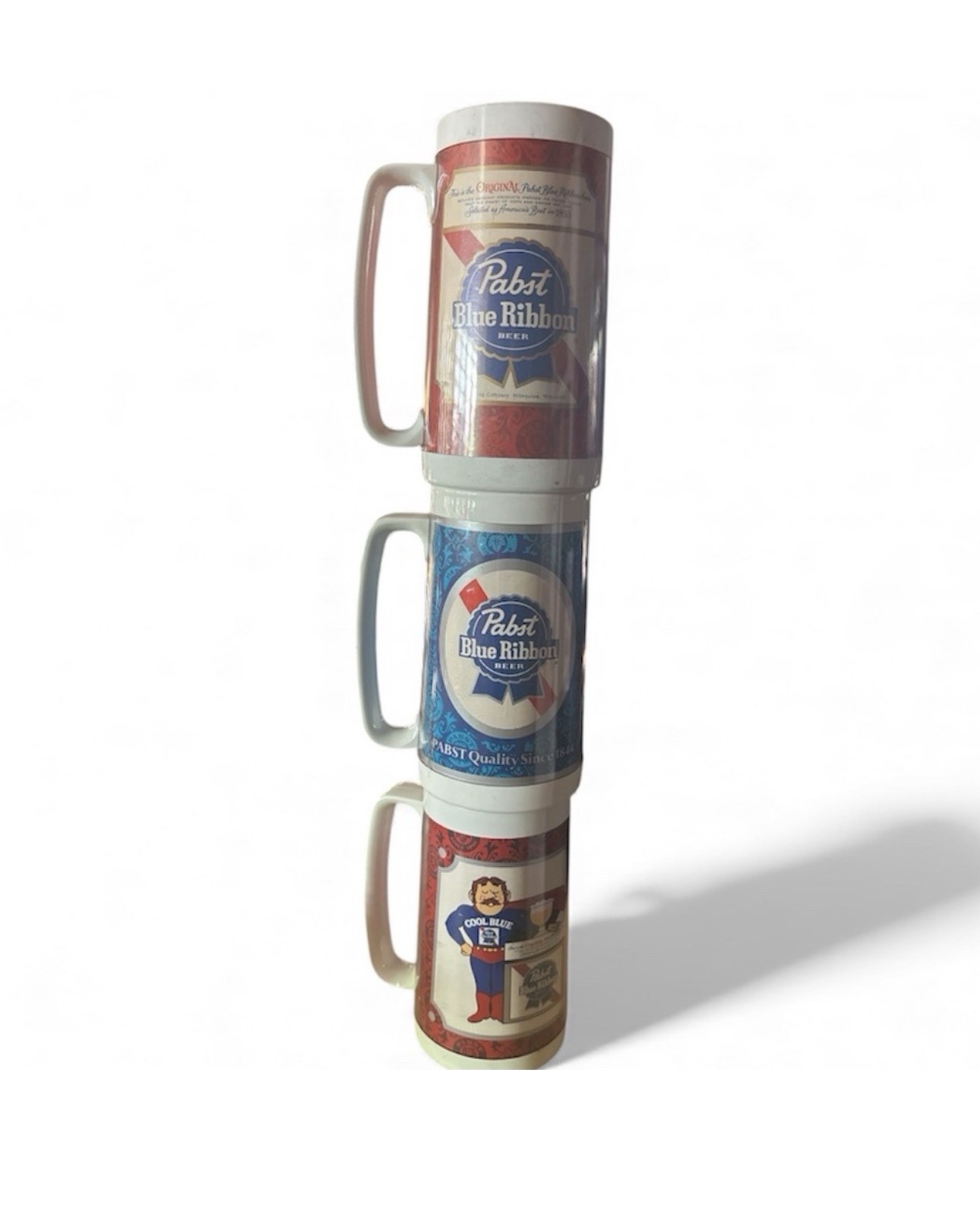 Pabst Blue Ribbon Beer Thermo-Serv Plastic Mug Steins