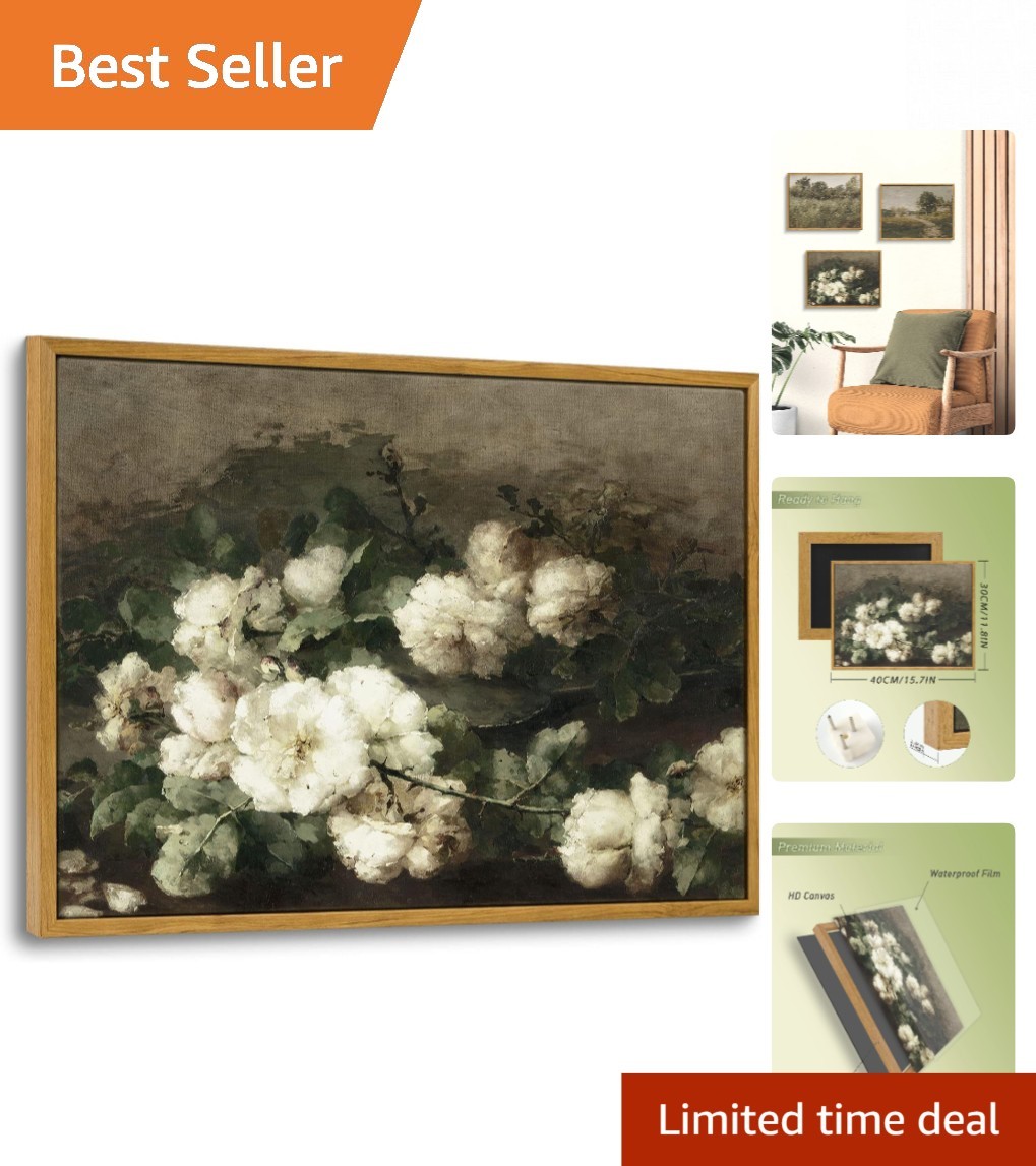Gallery-Quality 12x16 Framed Floral Canvas for Bathroom, Bedroom & Living Room