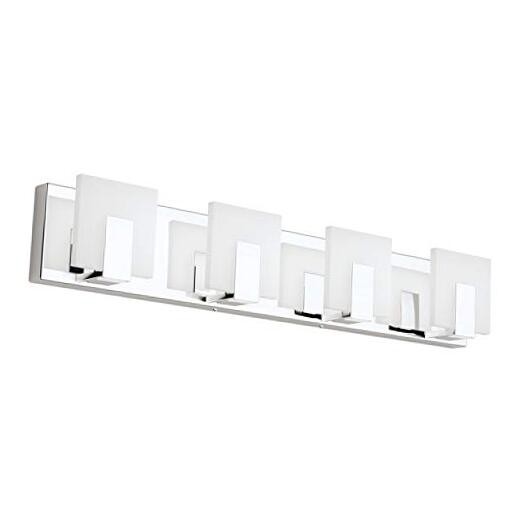  Modern LED Vanity Light for Bathroom Frosted White Acrylic Up 4 Lights Chrome