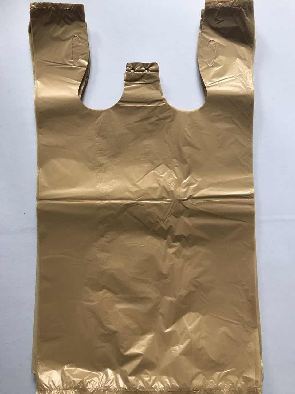 RG Large Plastic Grocery T-Shirts Carry-Out Bag Brown Unprinted 12 X 6 X 21 (100