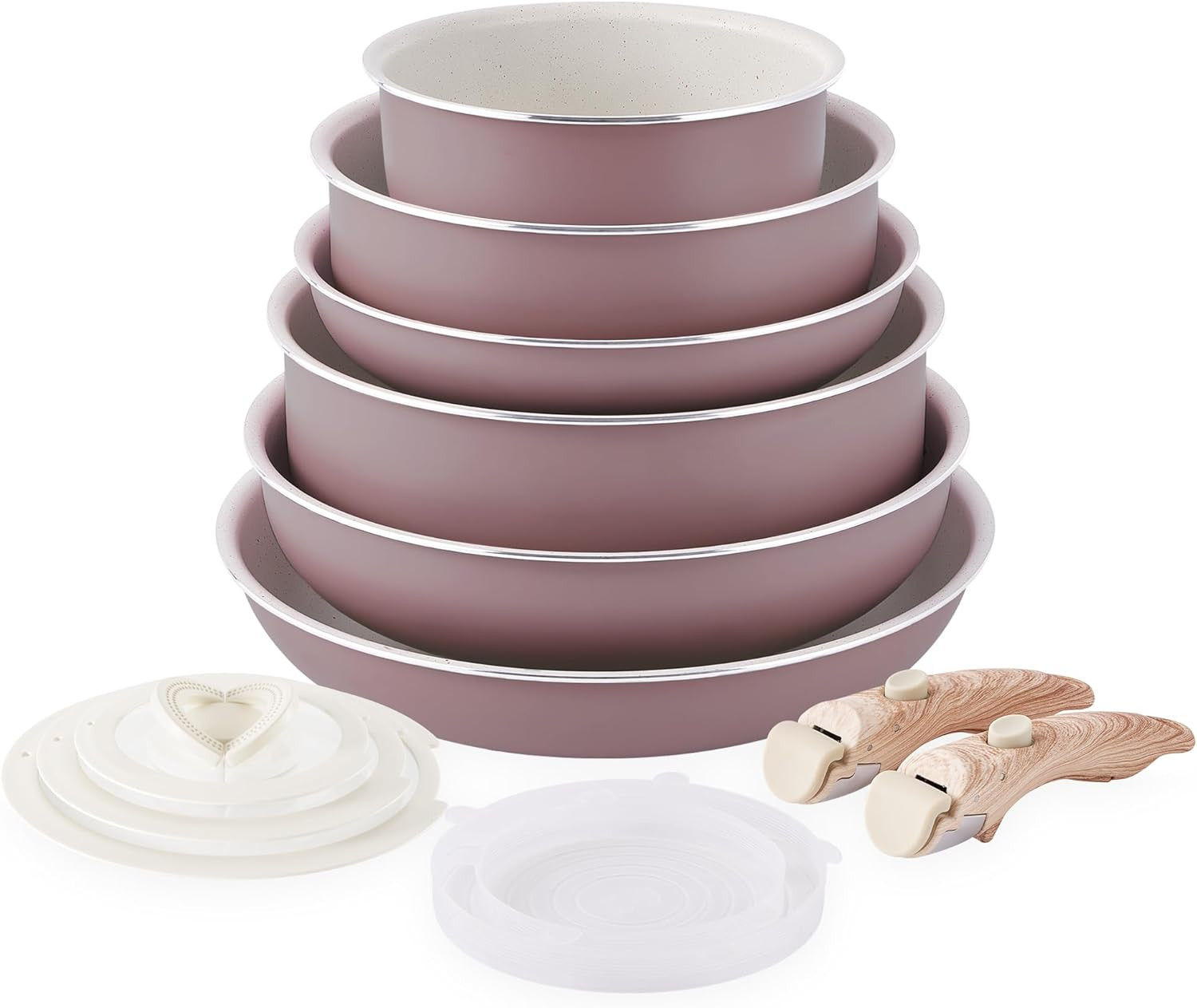 Pots and Pans Set Nonstick -  Kitchen Cookware Sets Detachable Handle Pot and Pa