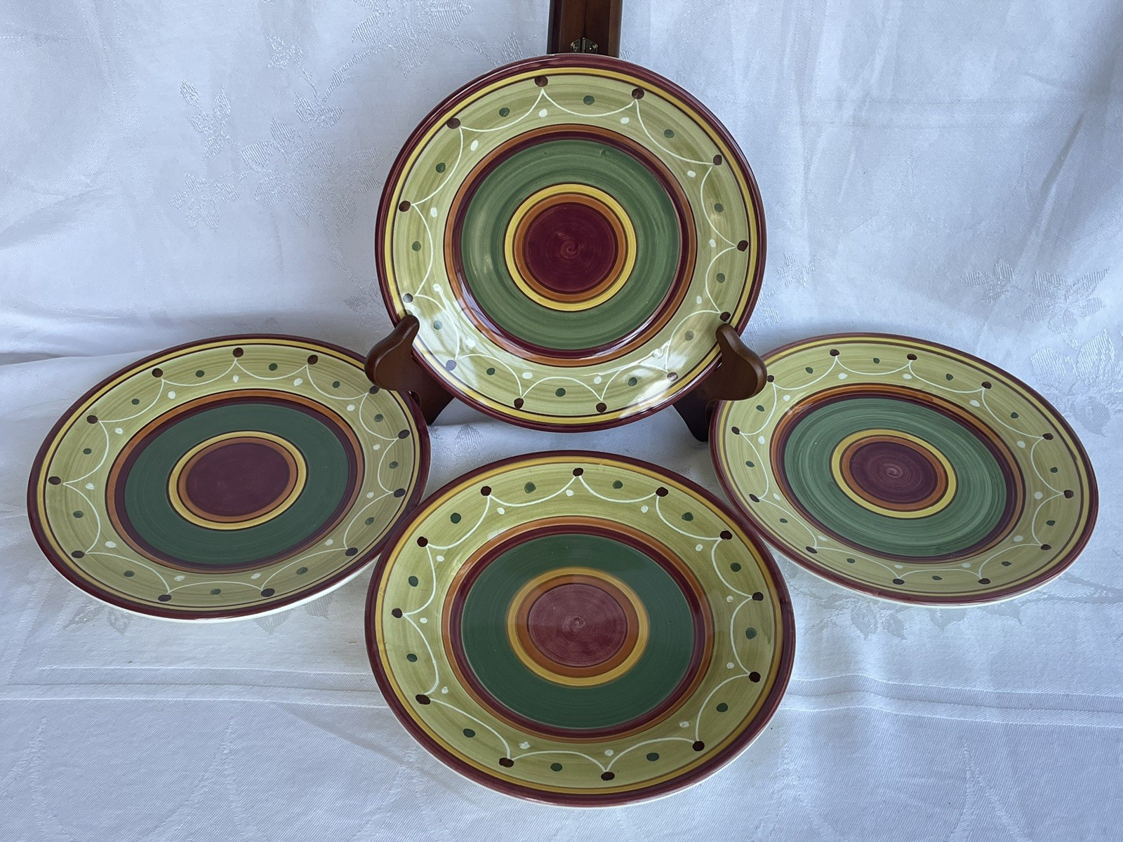 Pier 1 Etrusco Salad Luncheon Plates Hand Painted Italy Earthenware 8” Set of 4
