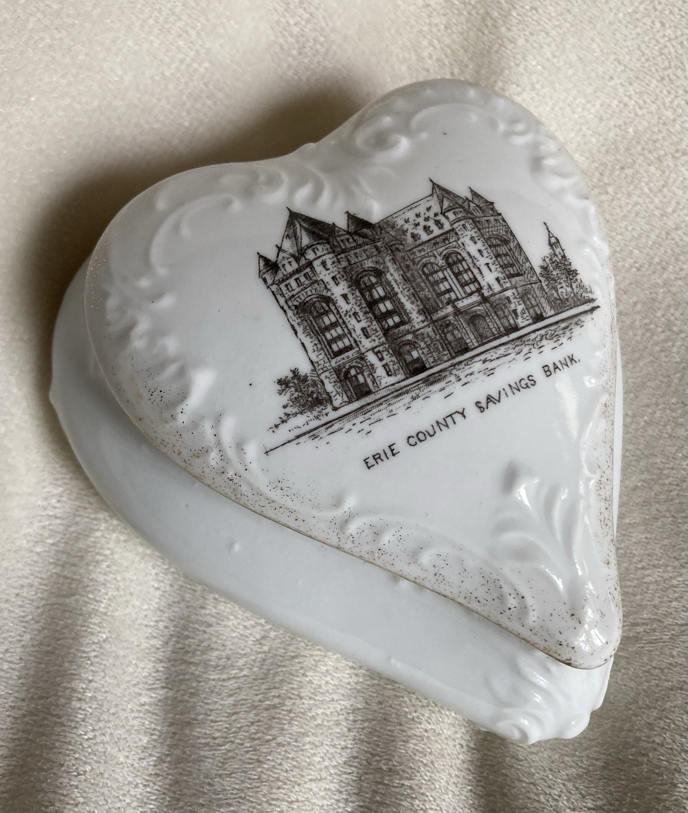 Erie County Savings Bank Trinket Box Lid VINTAGE S.O. Barnum & Son New York BFHS