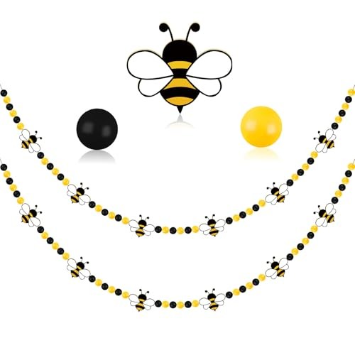 8.2 Ft Honey Bee Wooden Beads Garland Bee Garland with Wooden Beads HoneyBee