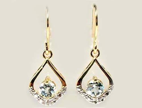 Diamond Accent Topaz 18kt Gold on Silver Dangle Hooks Roman Greek Medieval Magic