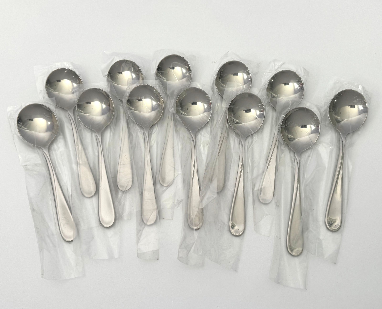 3 DOZ / 36 Oneida Bouillon Soup Spoons Stainless 1880 Flight Round NEW