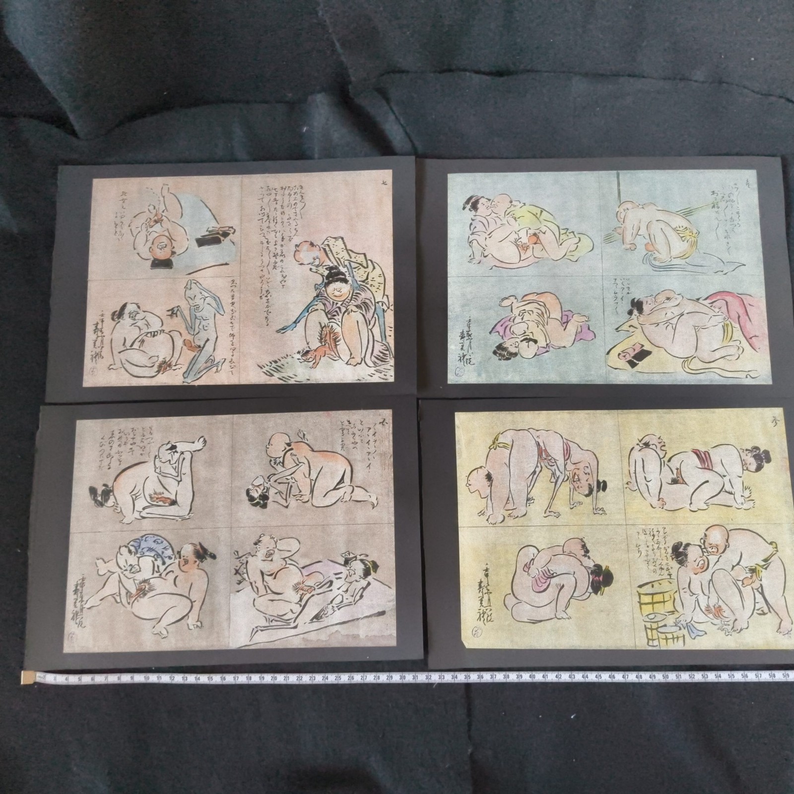 Antique Original Japanese Ukiyoe Pictures set Edo-Meiji Period Printed Art