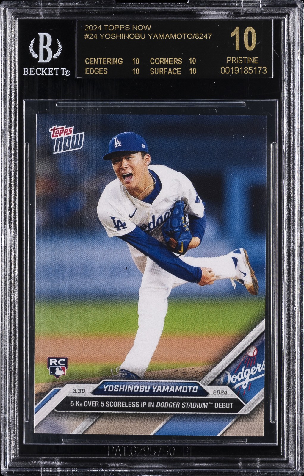 2024 TOPPS NOW #24 YOSHINOBU YAMAMOTO/8247 BGS 10 BLACK LABEL
