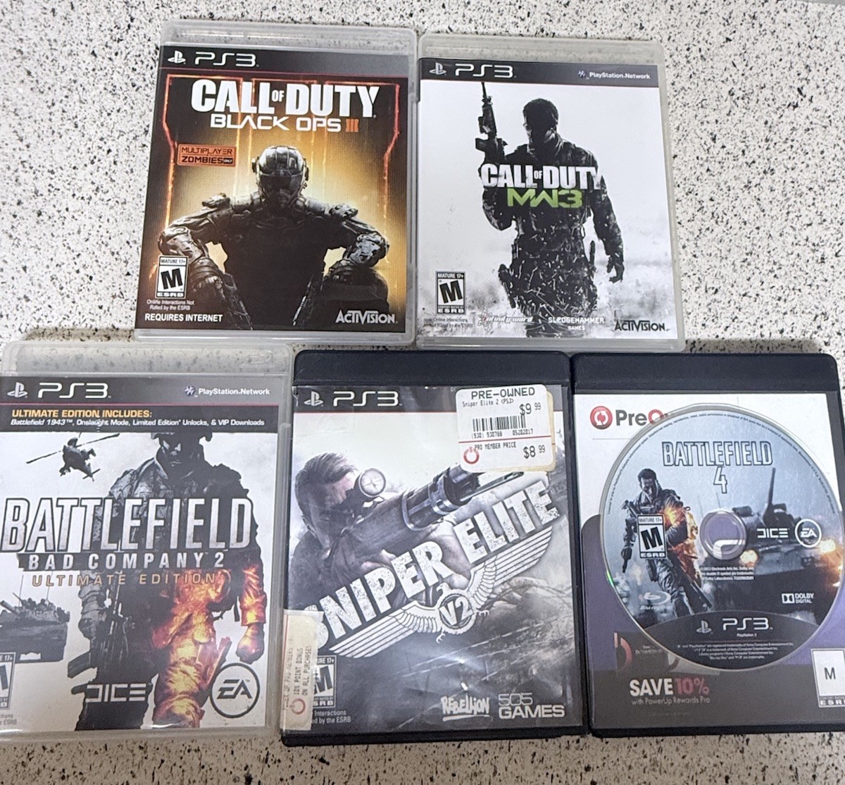 Activision EA 505 Rebellion PS3 Game Lot: Call of Duty, Battlefield, Sniper Eli…