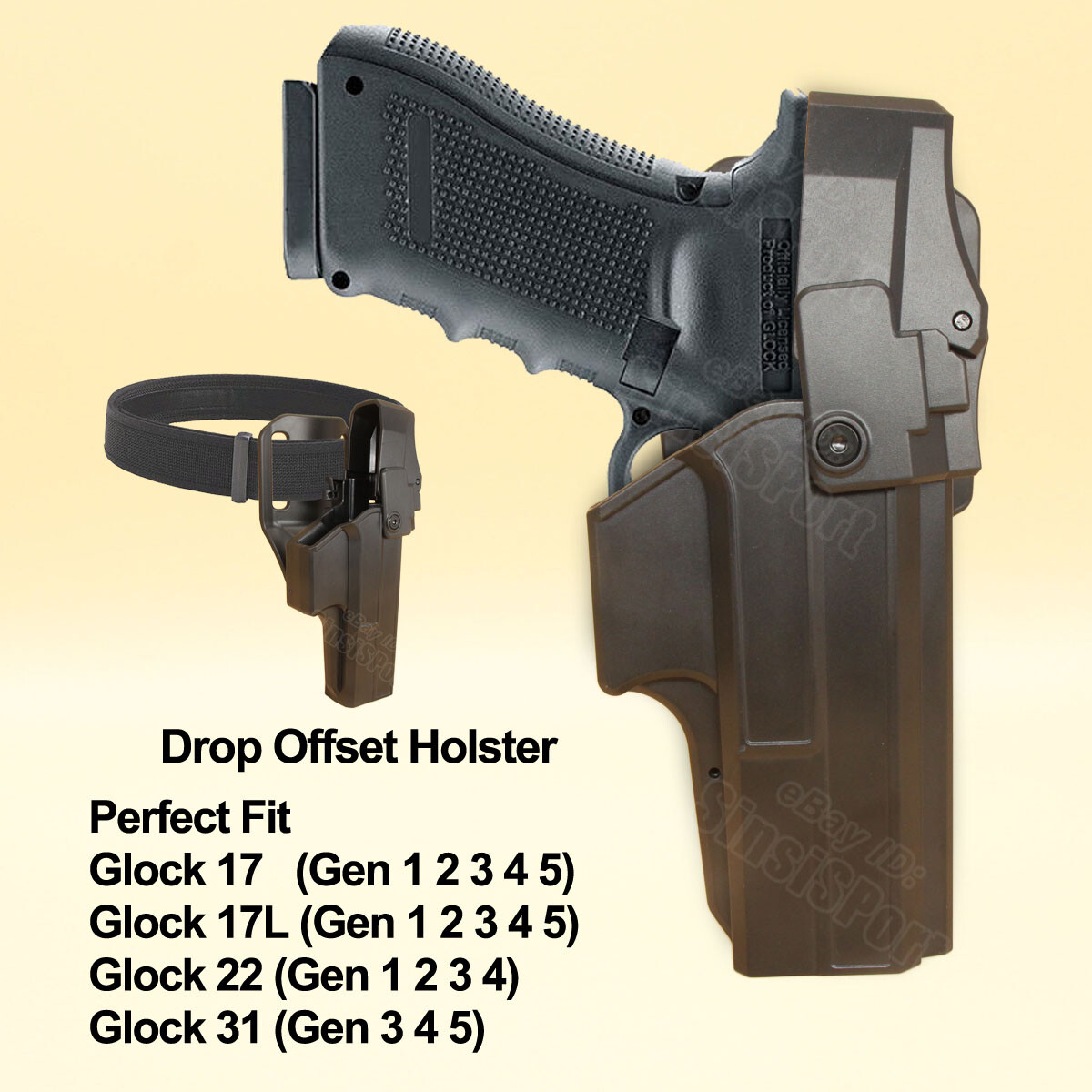 Level 3 Drop Offset G17 Duty Holster Fit Glock 17 31 22 17L 34 9mm 40 Gen 4 Use
