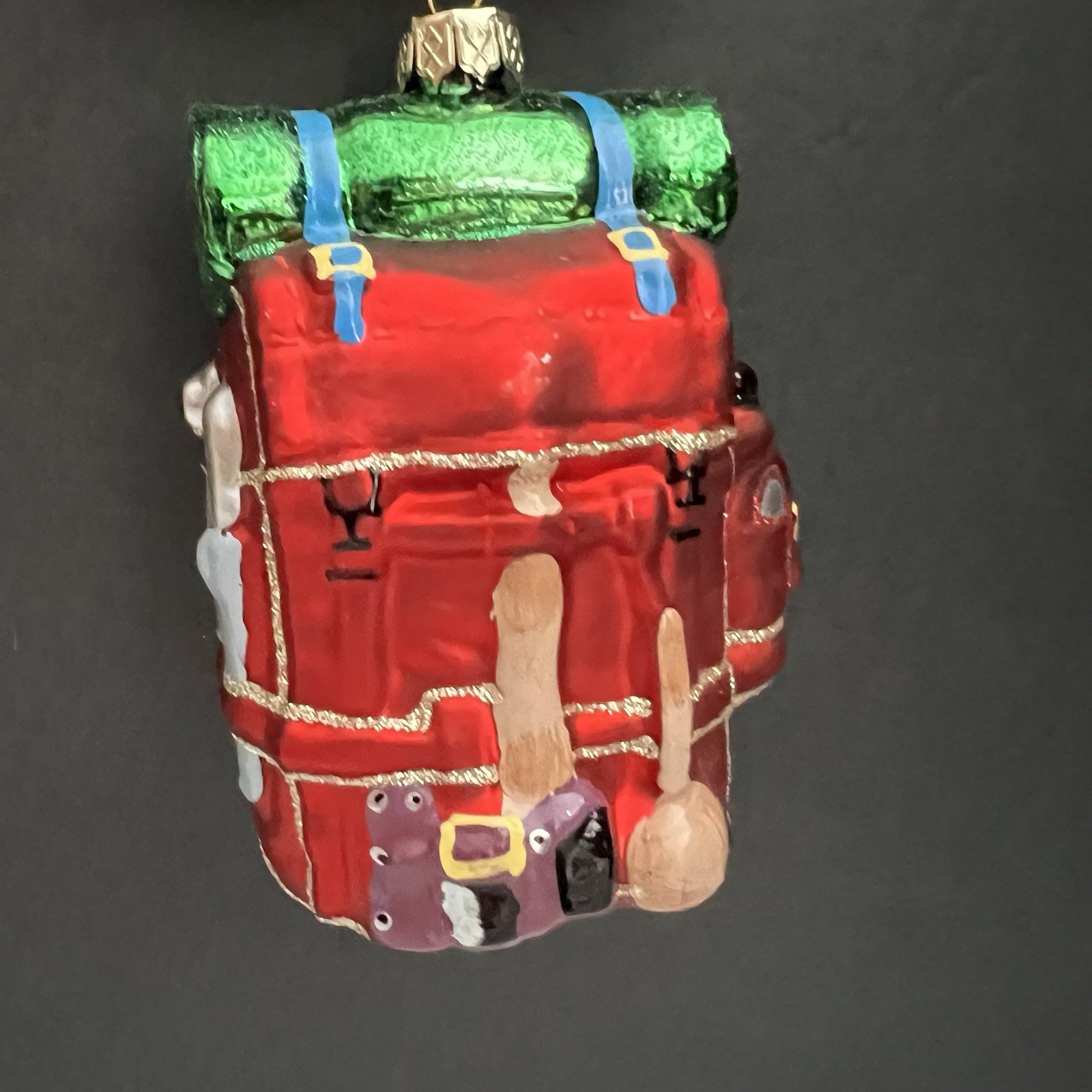 Tourist Backpack Glass Christmas Ornaments